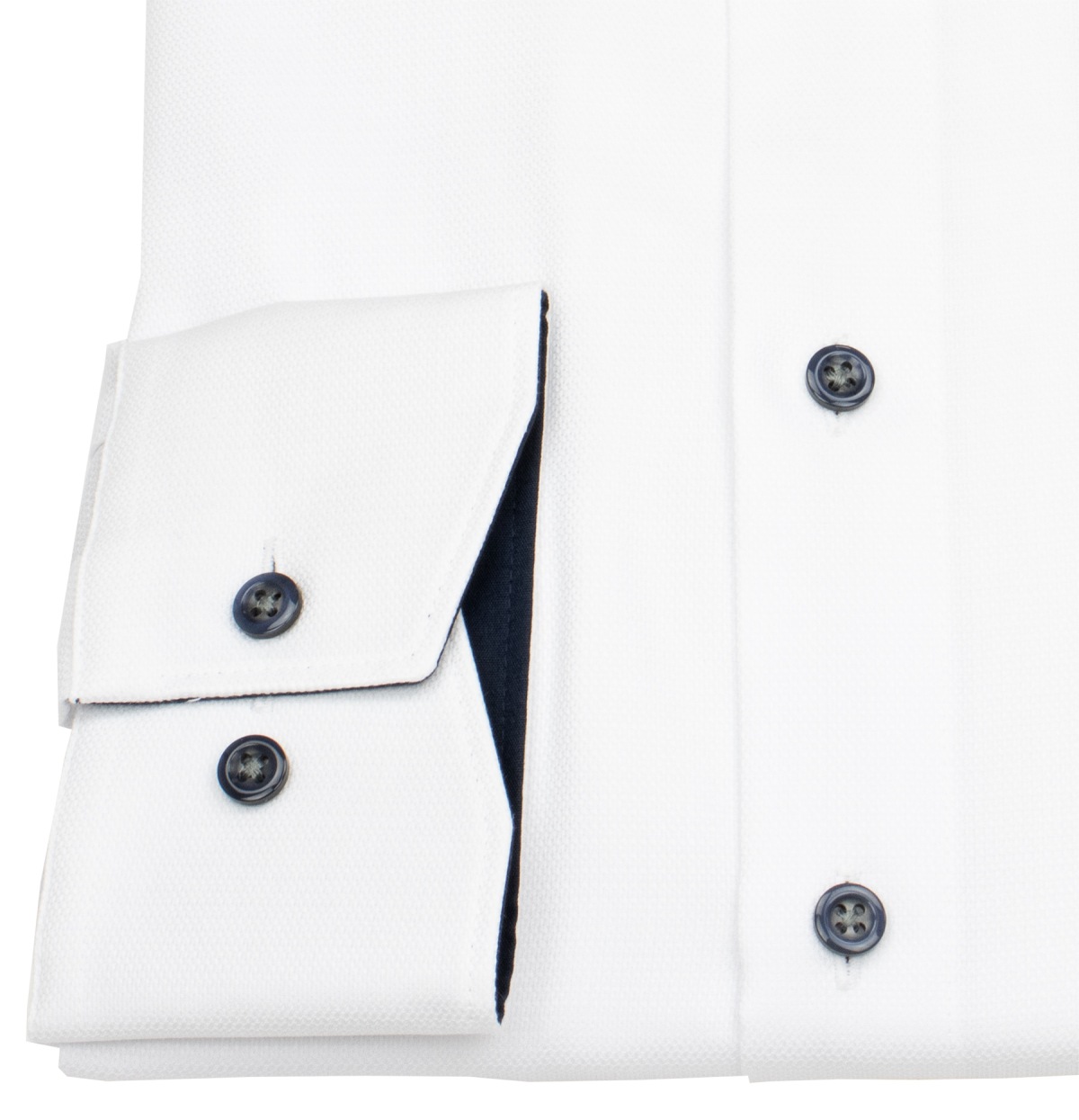 OLYMP Hemd - Comfort Fit - Struktur - Kontrastknöpfe - weiß