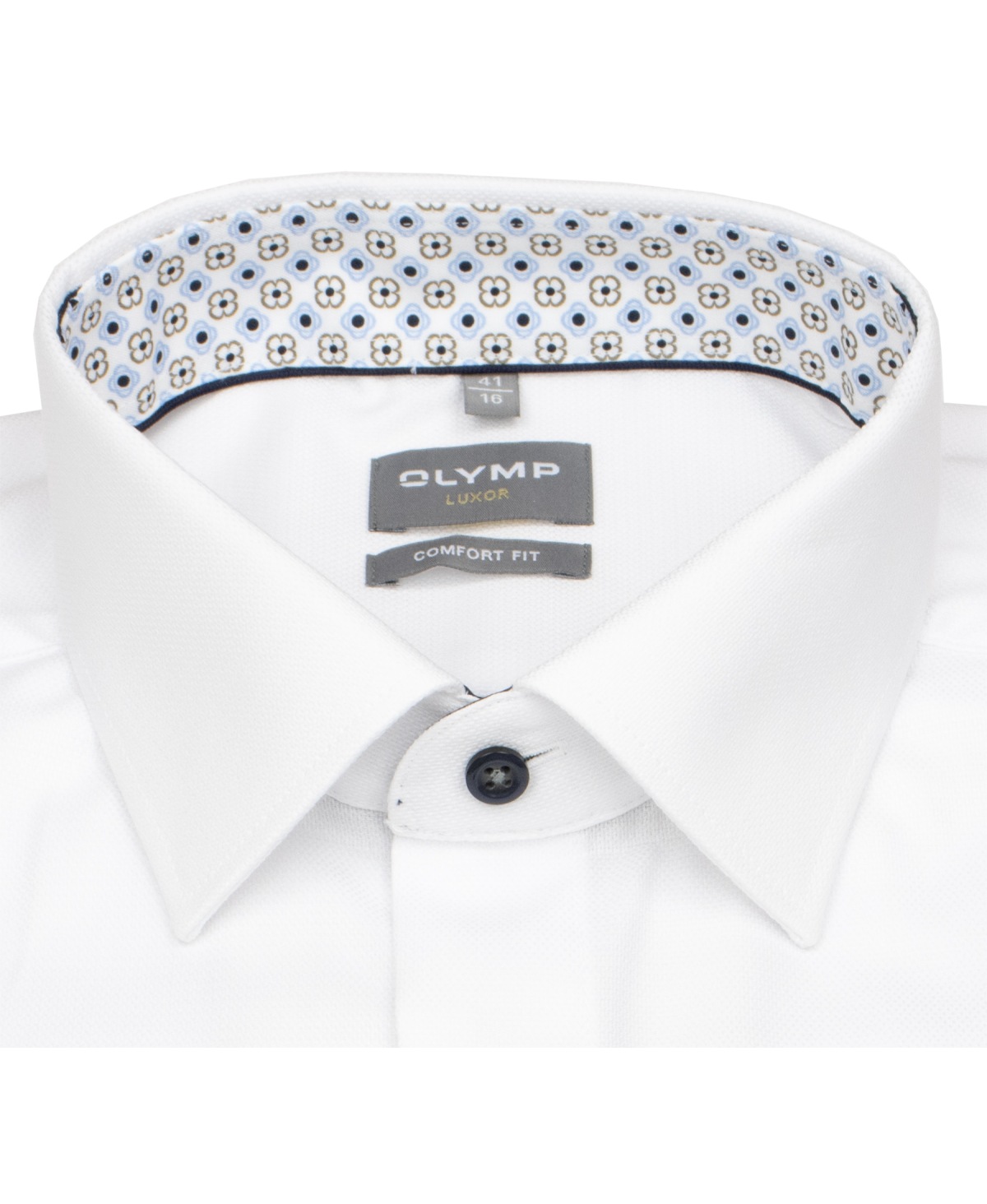 OLYMP Hemd - Comfort Fit - Struktur - Kontrastknöpfe - weiß