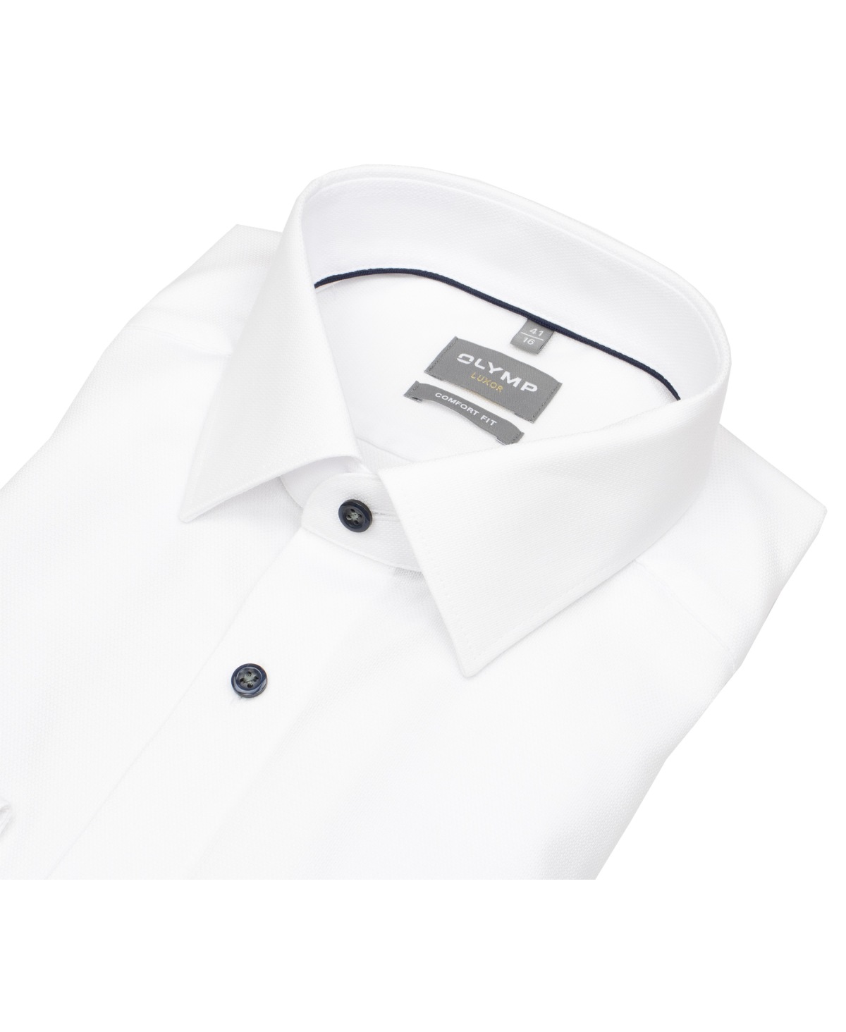 OLYMP Hemd - Comfort Fit - Struktur - Kontrastknöpfe - weiß