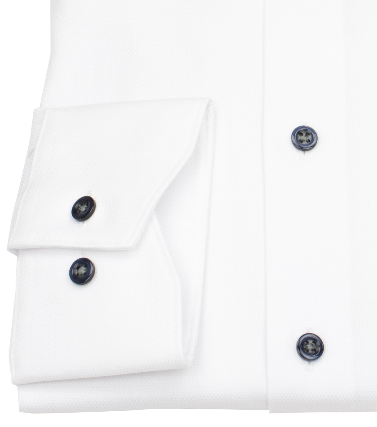 OLYMP Hemd - Comfort Fit - Struktur - Kontrastknöpfe - weiß