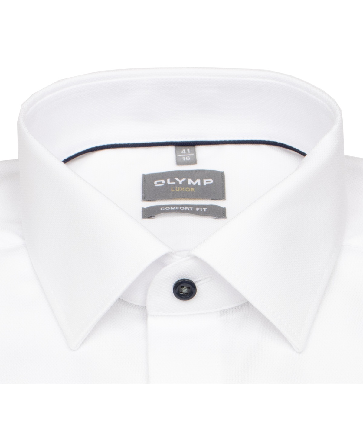 OLYMP Hemd - Comfort Fit - Struktur - Kontrastknöpfe - weiß
