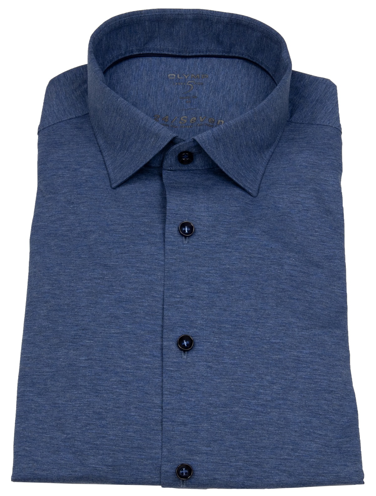 OLYMP Hemd - Level 5 Body Fit - 24/7 Flex Jersey - blau - ohne OVP