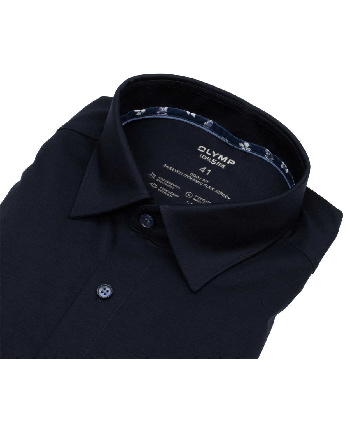 OLYMP Hemd - Level 5 Body Fit - 24/7 Flex Jersey - dunkelblau