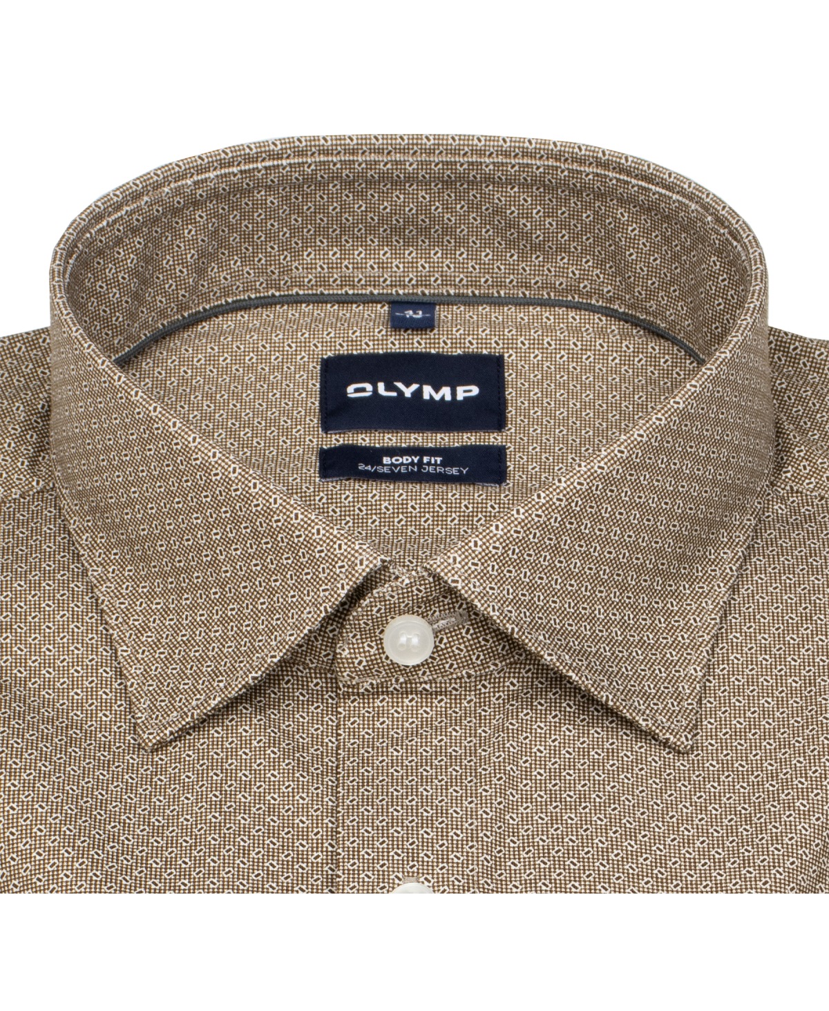 OLYMP Hemd - Level 5 Body Fit - 24/7 Flex Jersey - Print - braun