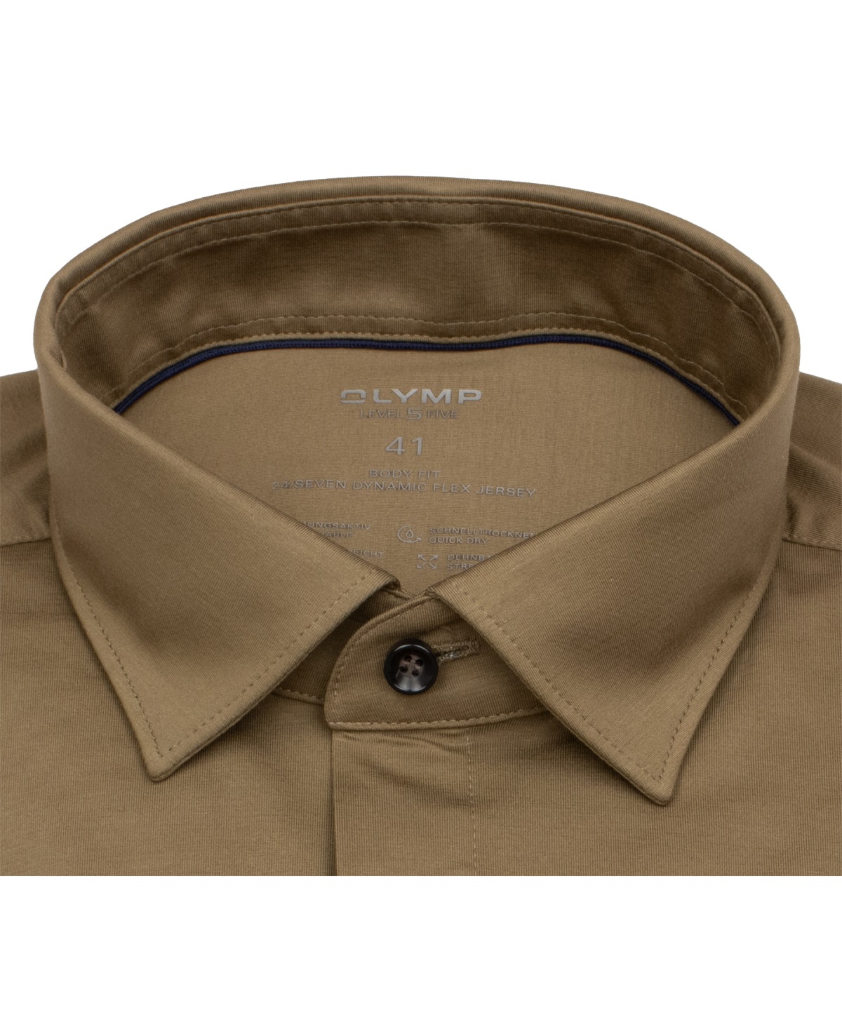 OLYMP Hemd - Level 5 Body Fit - 24/7 Flex Jersey - taupe
