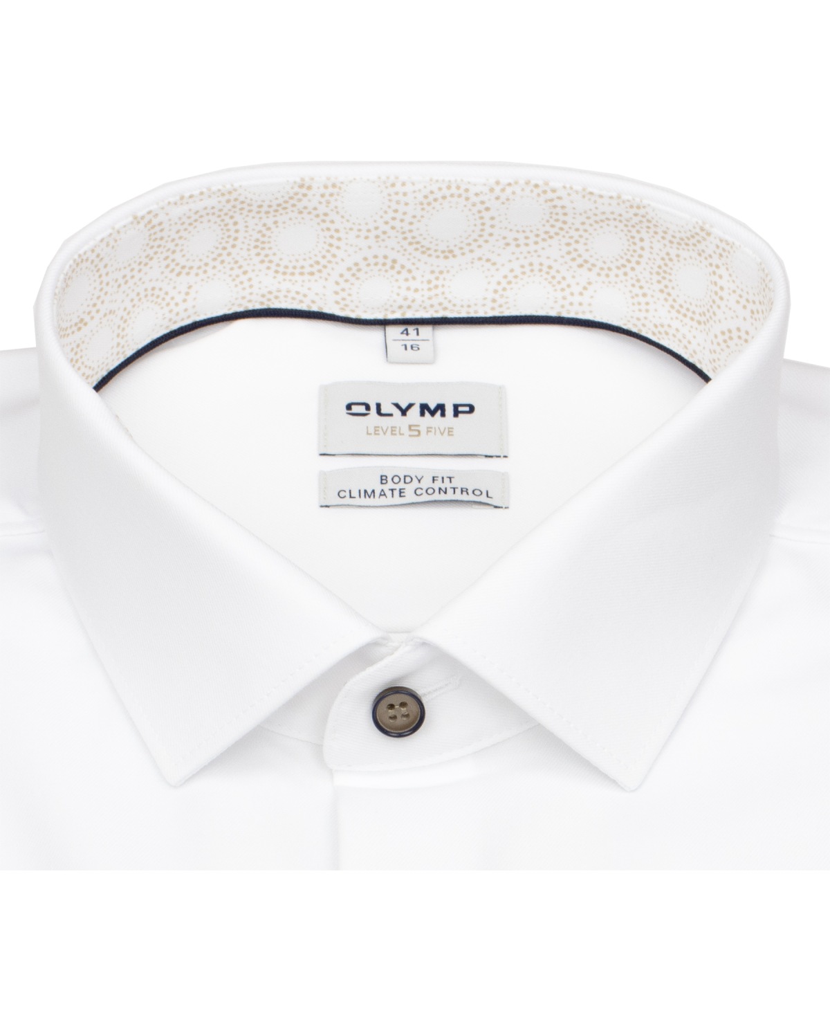 OLYMP Hemd - Level 5 Body Fit - Climate Control - Kontrastknöpfe - weiß