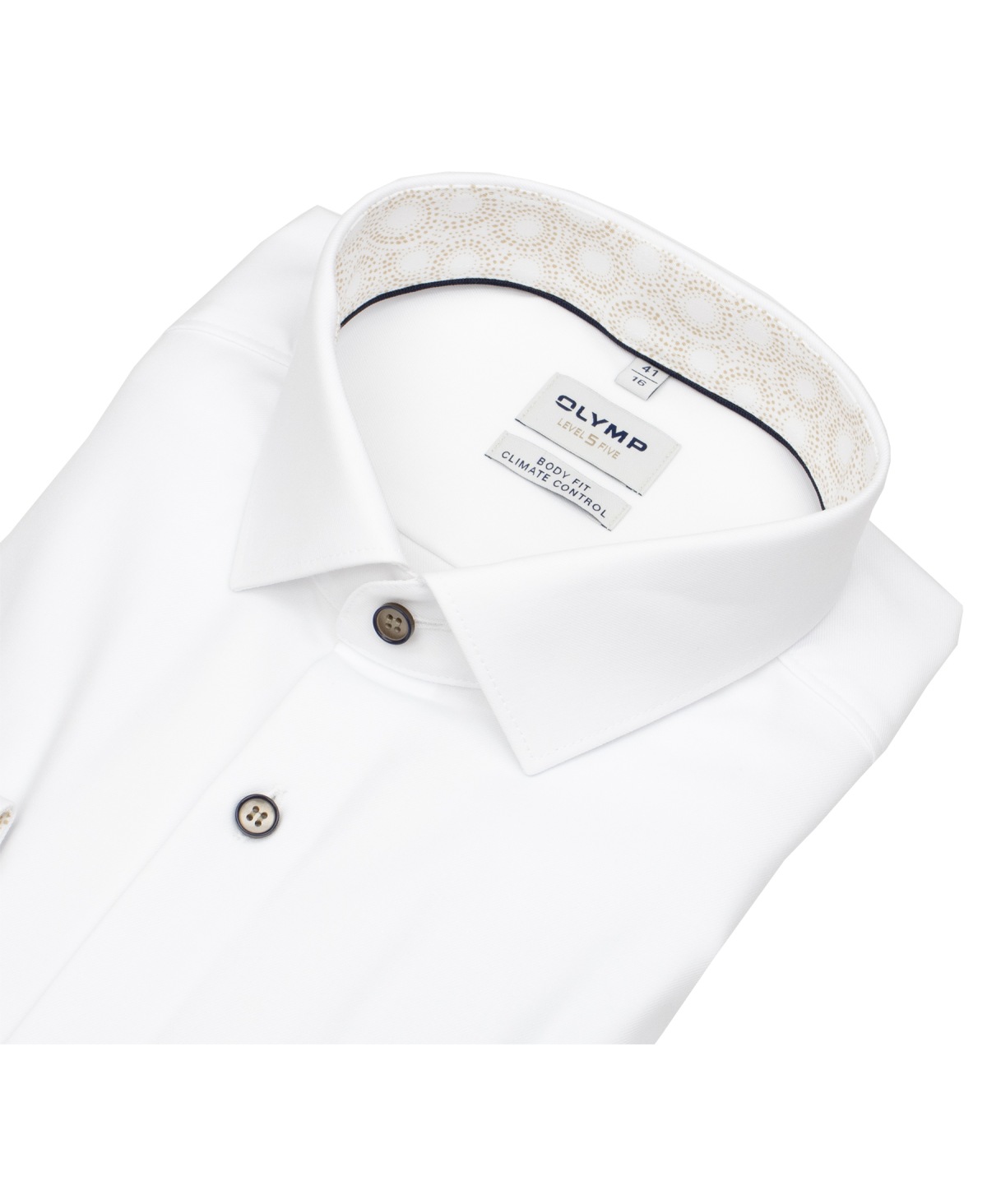 OLYMP Hemd - Level 5 Body Fit - Climate Control - Kontrastknöpfe - weiß