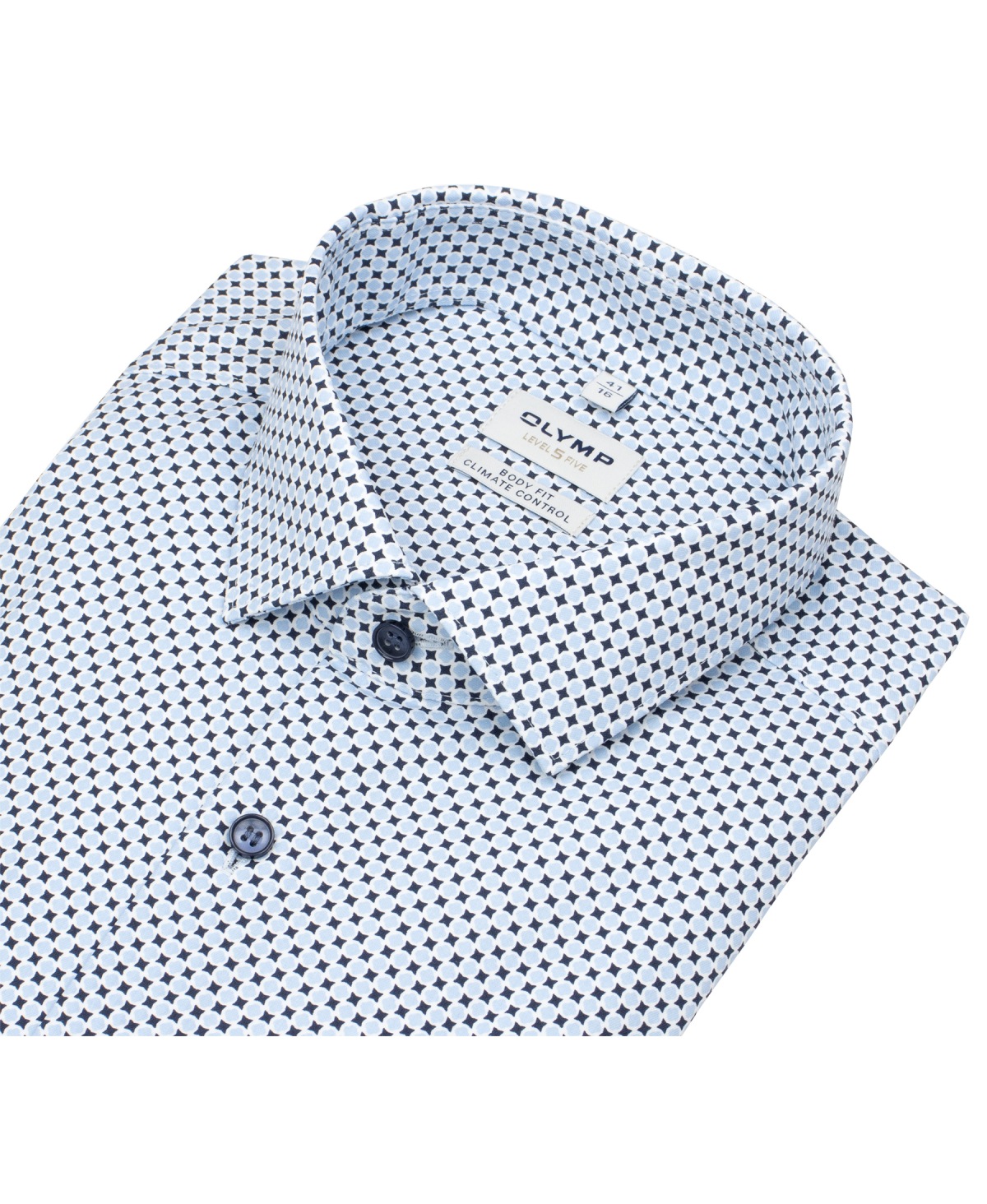 OLYMP Hemd - Level 5 Body Fit - Climate Control - Print - dunkelblau / hellblau