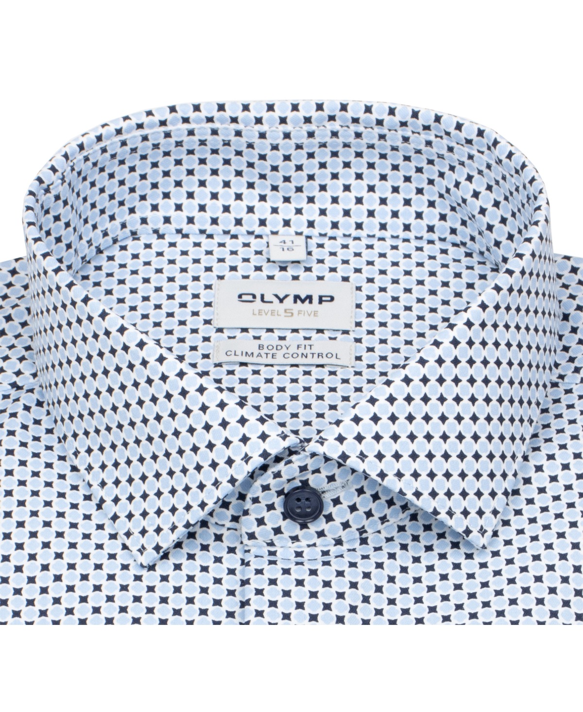 OLYMP Hemd - Level 5 Body Fit - Climate Control - Print - dunkelblau / hellblau