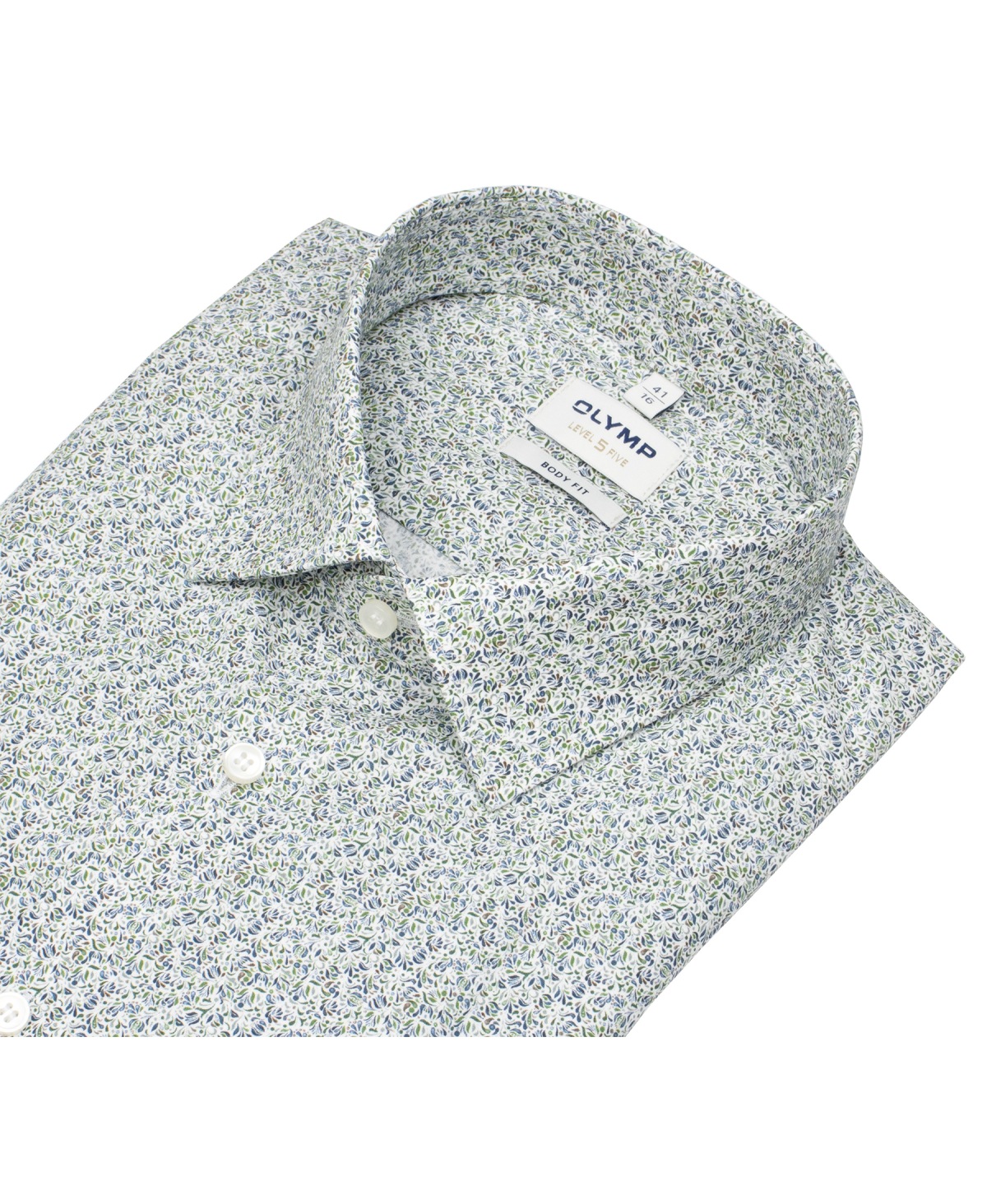 OLYMP Hemd - Level 5 Body Fit - florales Muster - extra langer 69cm Arm