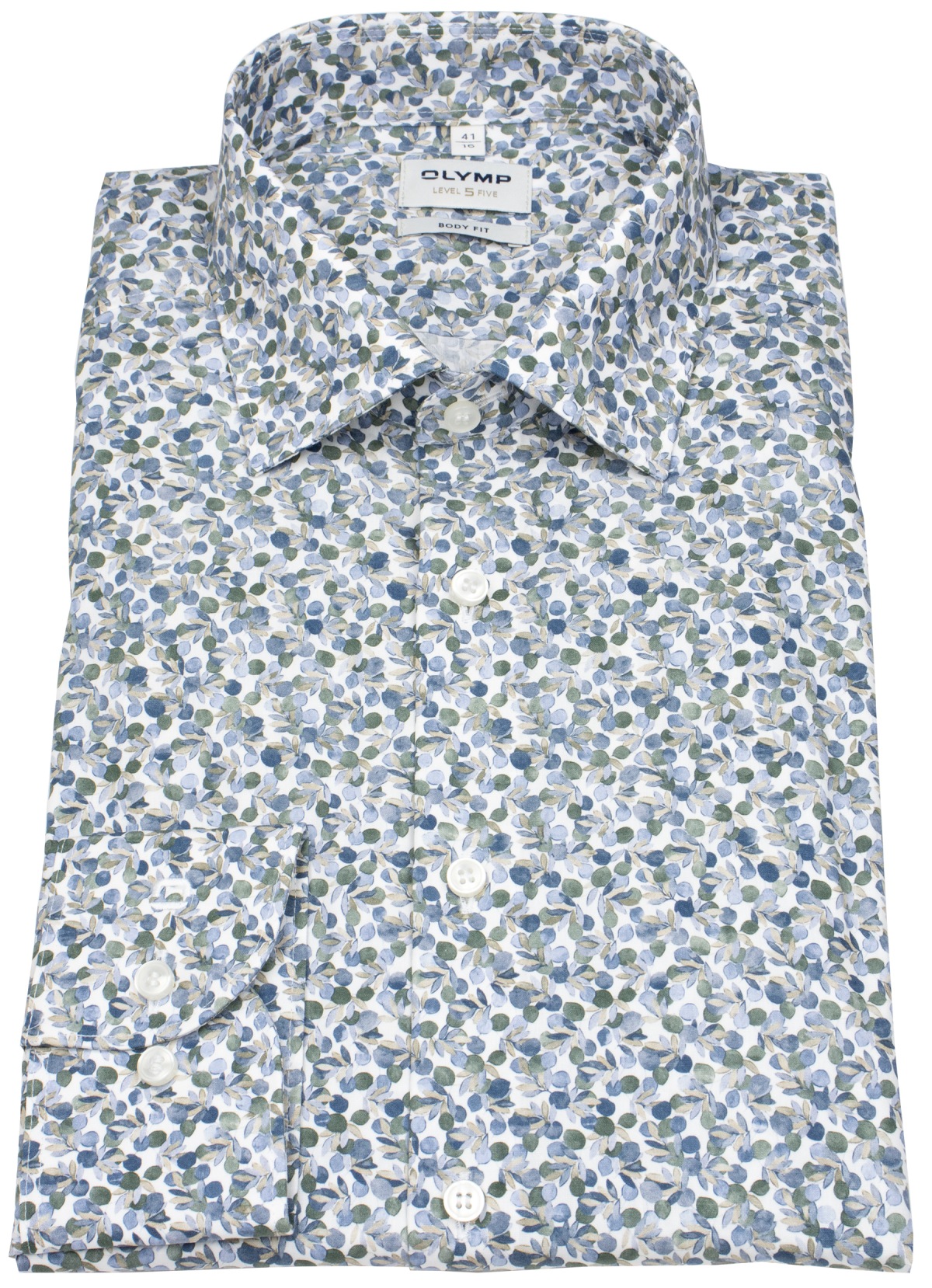 OLYMP Hemd - Level 5 Body Fit - florales Muster - extra langer 69cm Arm