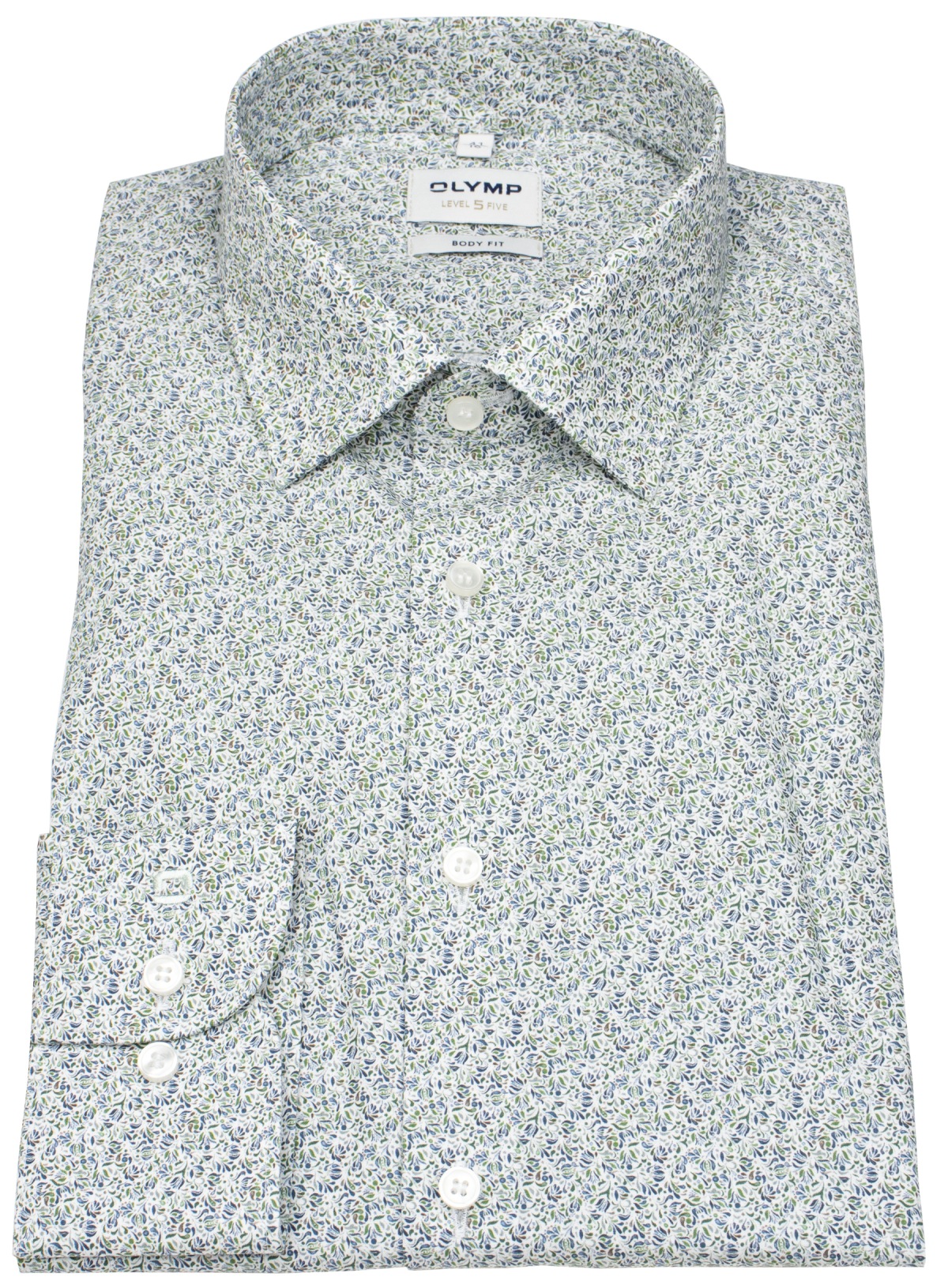 OLYMP Hemd - Level 5 Body Fit - florales Muster - extra langer 69cm Arm