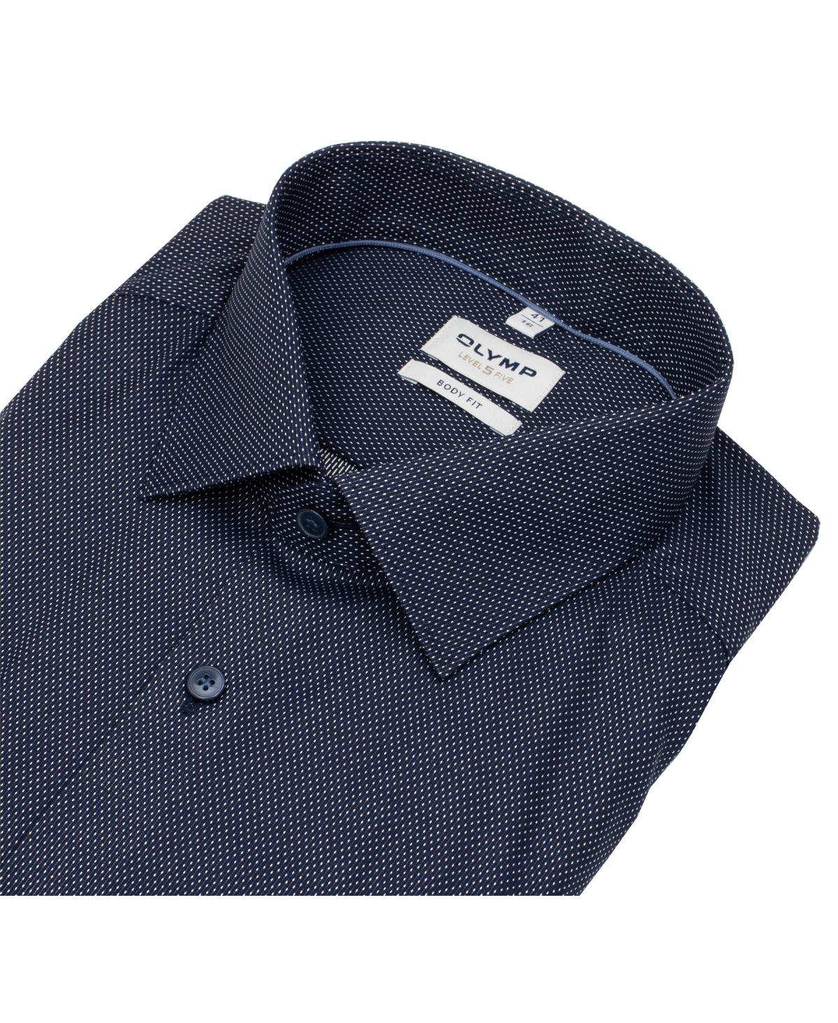 OLYMP Hemd - Level 5 Body Fit - Print - dunkelblau / weiß
