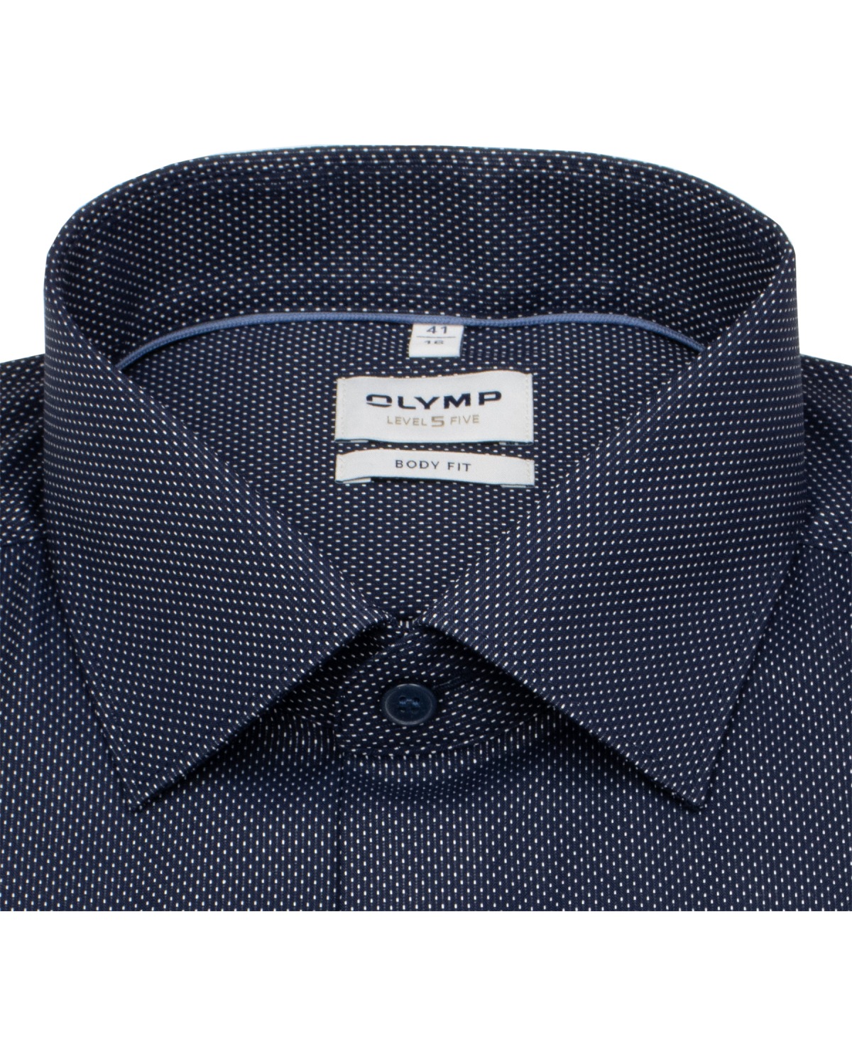 OLYMP Hemd - Level 5 Body Fit - Print - dunkelblau / weiß