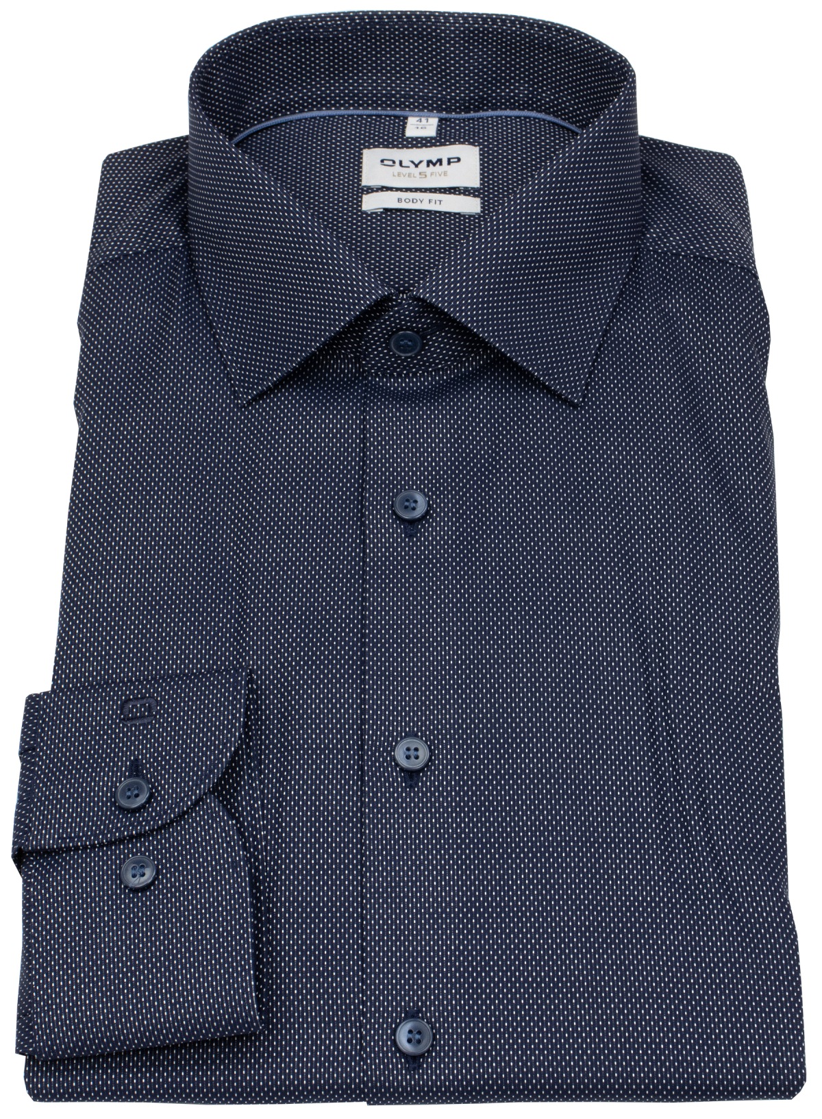 OLYMP Hemd - Level 5 Body Fit - Print - dunkelblau / weiß