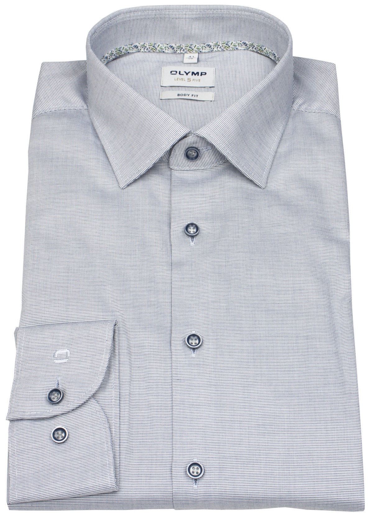 OLYMP Hemd - Level 5 Body Fit - Print - dunkelblau / weiß