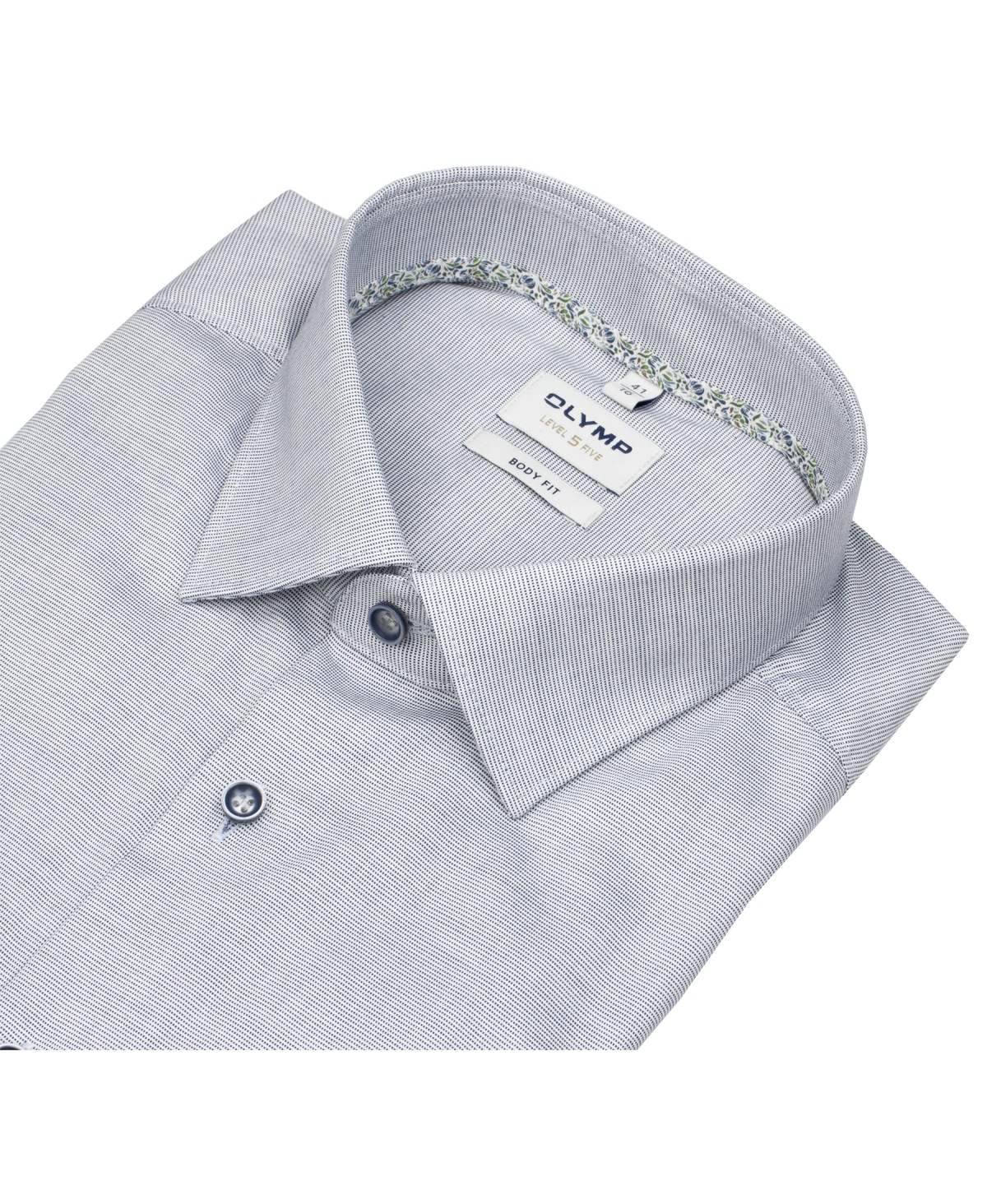 OLYMP Hemd - Level 5 Body Fit - Print - dunkelblau / weiß - extra langer 69cm Arm