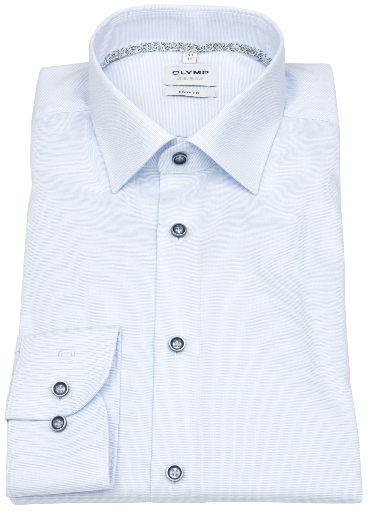 OLYMP Hemd - Level 5 Body Fit - Print - hellblau / weiß