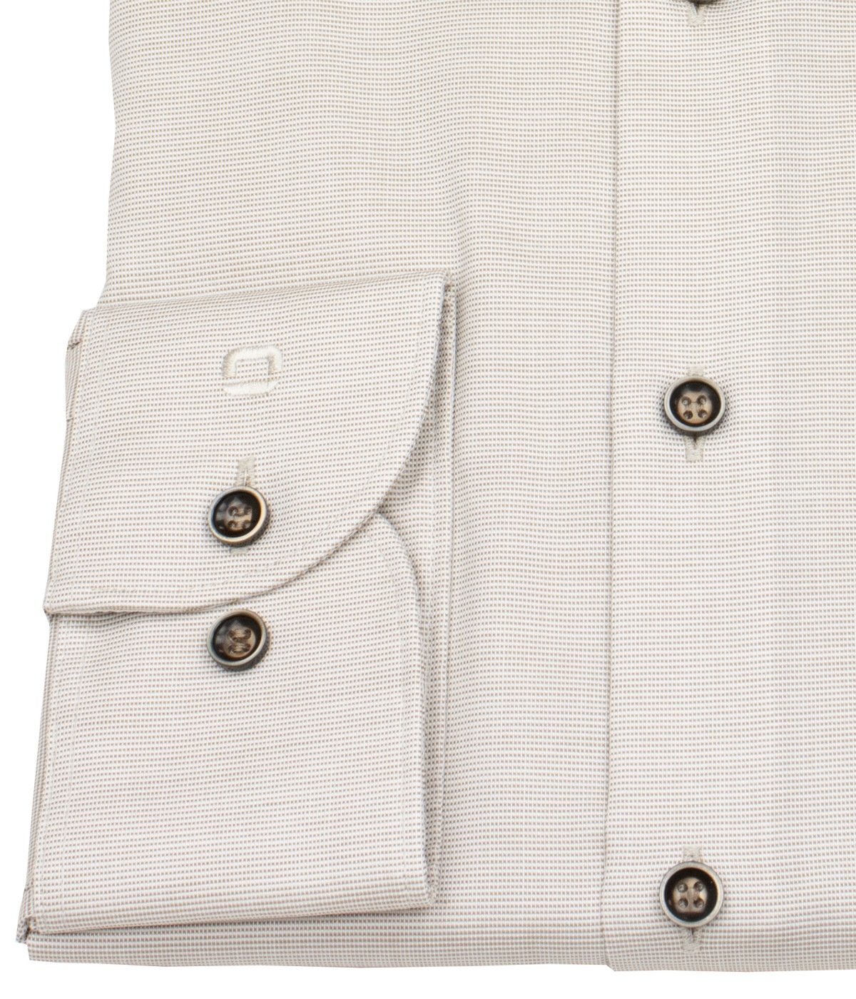 OLYMP Hemd - Level 5 Body Fit - Print - taupe / weiß