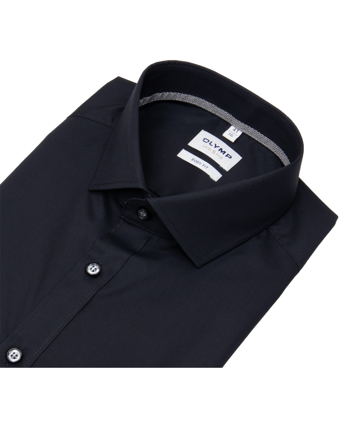 OLYMP Hemd - Level 5 Body Fit - Royal Kentkragen - schwarz - ohne OVP