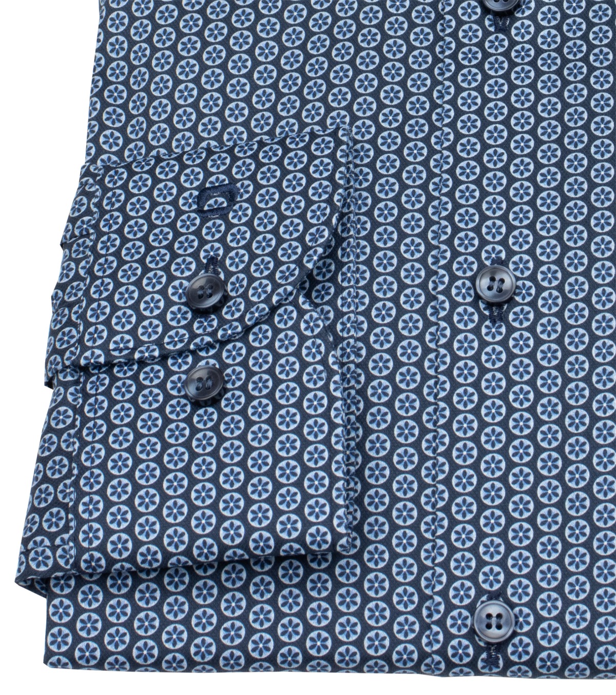 OLYMP Hemd - Level 5 Body Fit - Struktur - Print - dunkelblau / hellblau