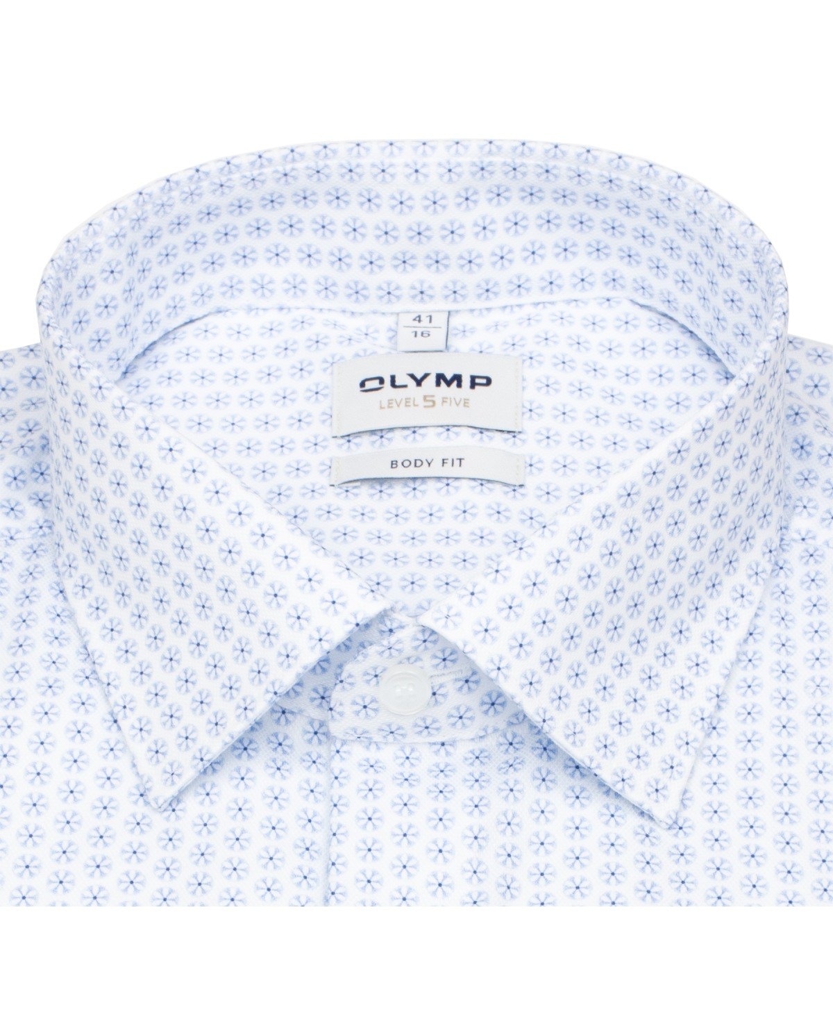 OLYMP Hemd - Level 5 Body Fit - Struktur - Print - hellblau / weiß