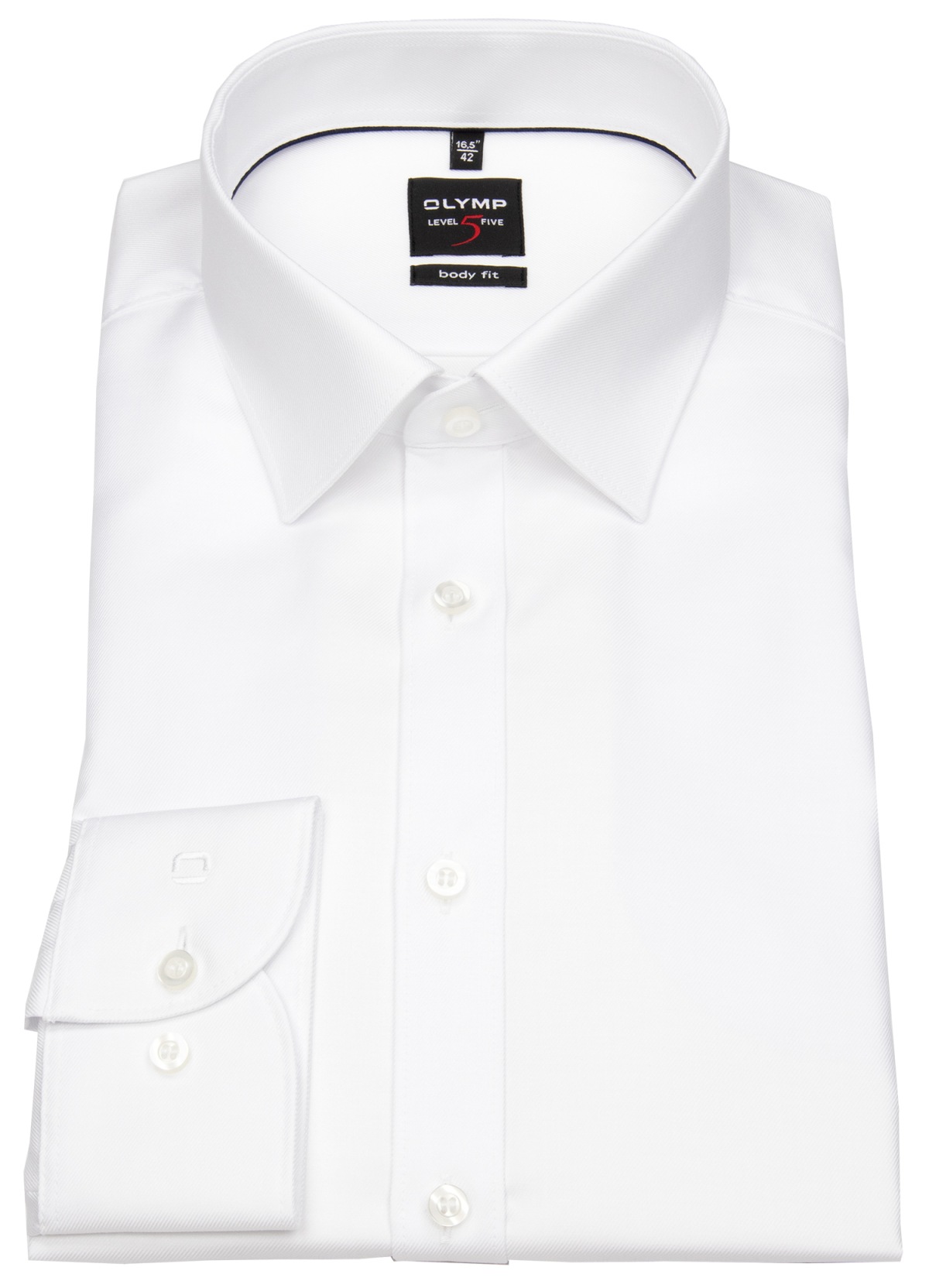 OLYMP Hemd - Level 5 Body Fit - Twill - besonders blickdicht - weiß - ohne OVP