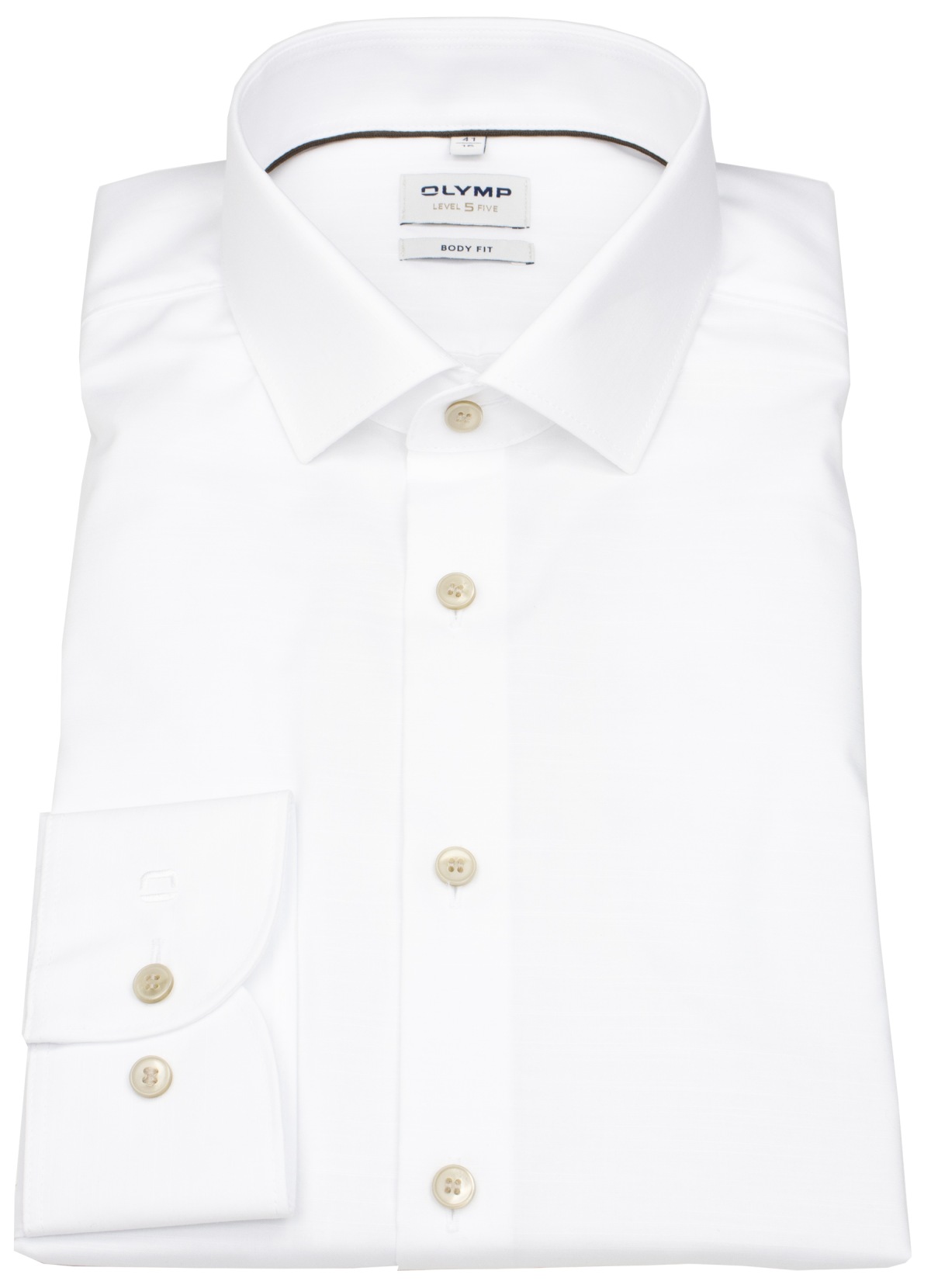 OLYMP Hemd - Level Five Body Fit - Kontrastknöpfe - weiß