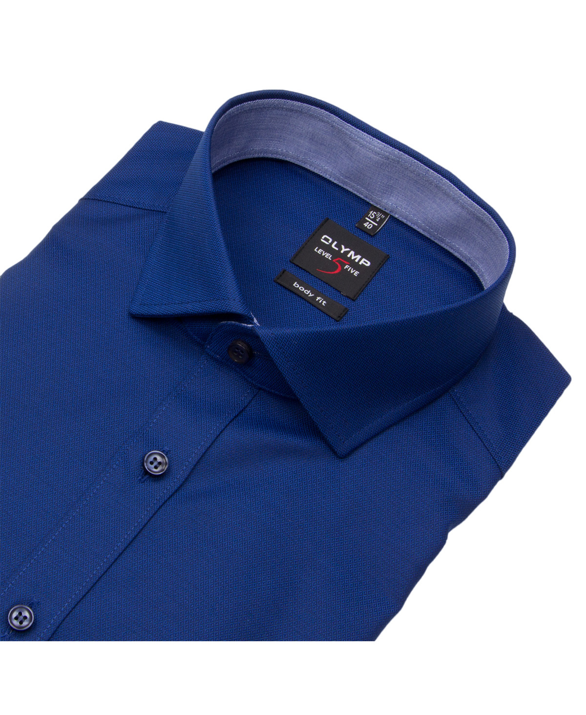 OLYMP Shirt - Level Five Body Fit - Patch - Structure - Dark Blue - w/o OP