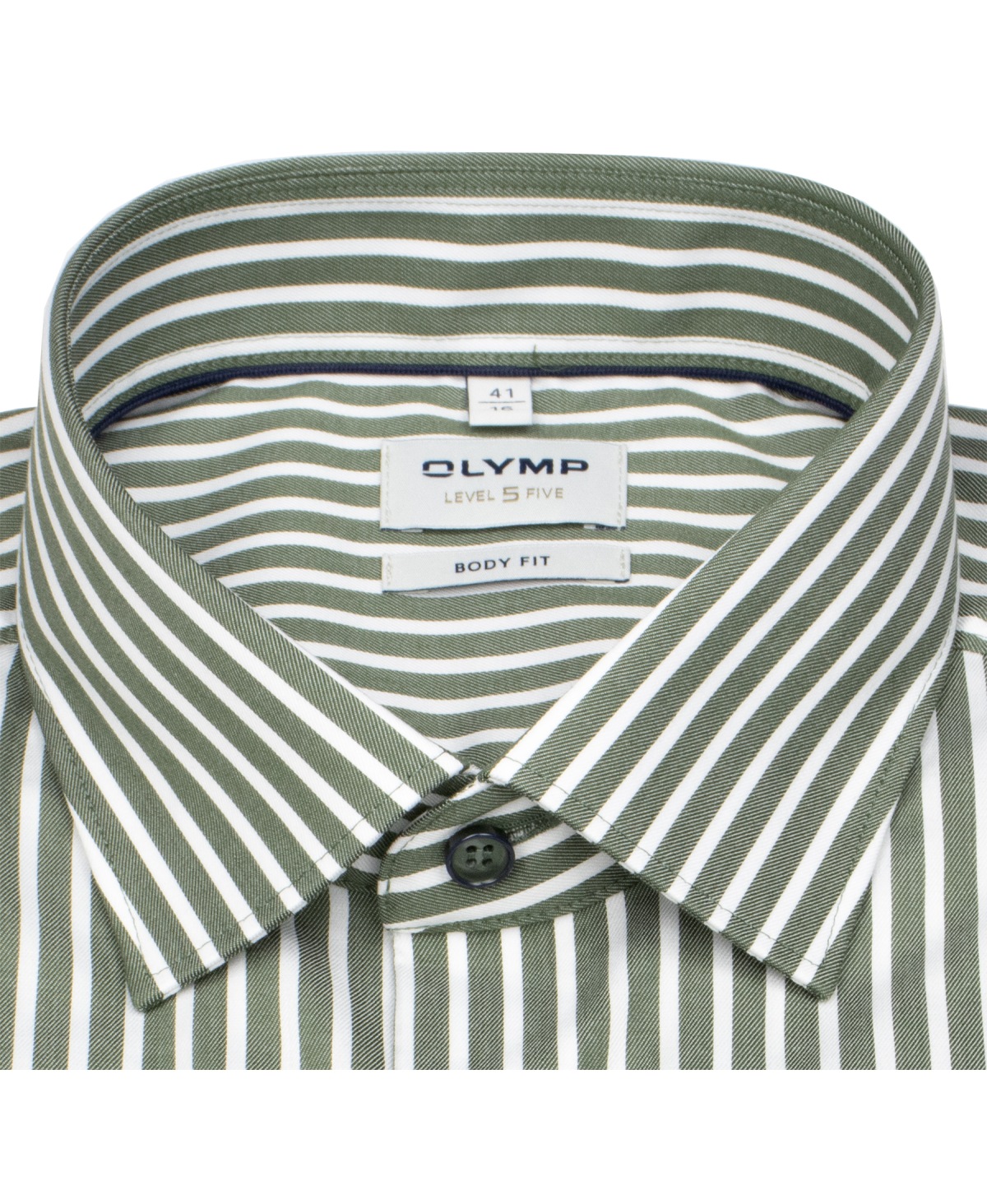 OLYMP Hemd - Level Five Body Fit - Streifen - grün / weiß - extra langer 69cm Arm