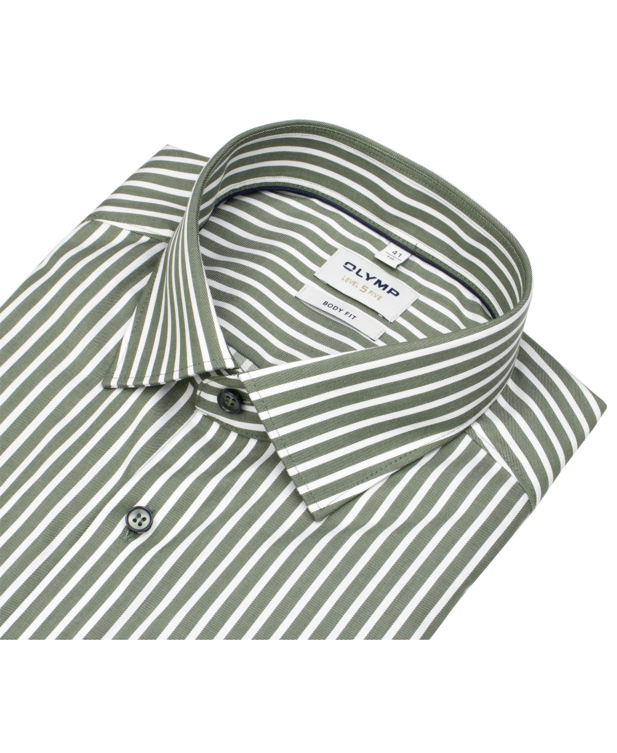 OLYMP Hemd - Level Five Body Fit - Streifen - grün / weiß - extra langer 69cm Arm