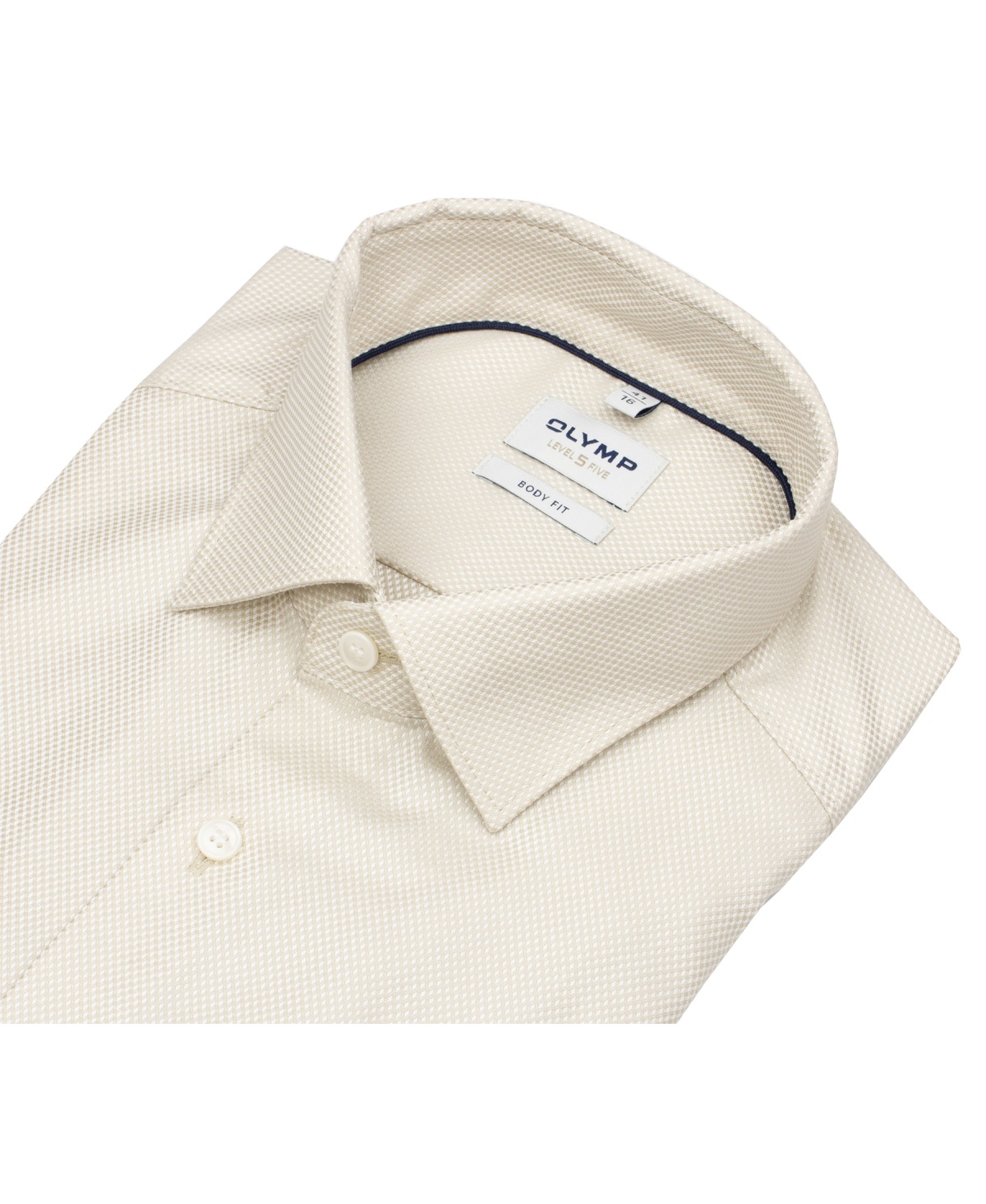OLYMP Hemd - Level Five Body Fit - Struktur - extra blickdicht - beige / weiß