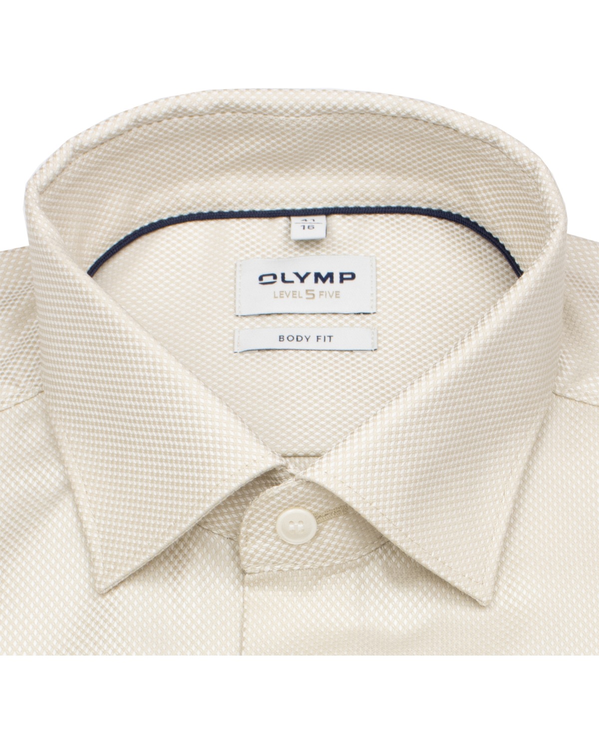 OLYMP Hemd - Level Five Body Fit - Struktur - extra blickdicht - beige / weiß