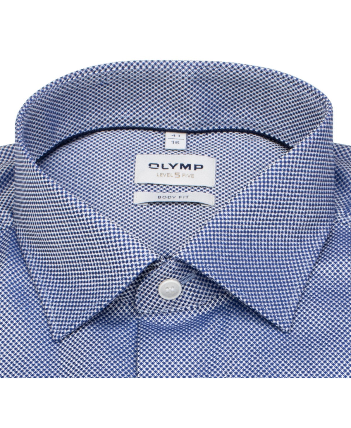 OLYMP Hemd - Level Five Body Fit - Struktur - extra blickdicht - dunkelblau / weiß