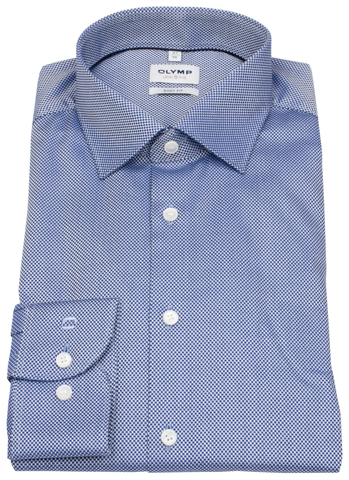 OLYMP Hemd - Level Five Body Fit - Struktur - extra blickdicht - dunkelblau / weiß
