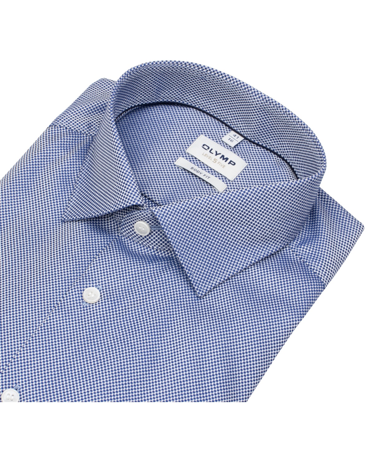 OLYMP Hemd - Level Five Body Fit - Struktur - extra blickdicht - dunkelblau / weiß