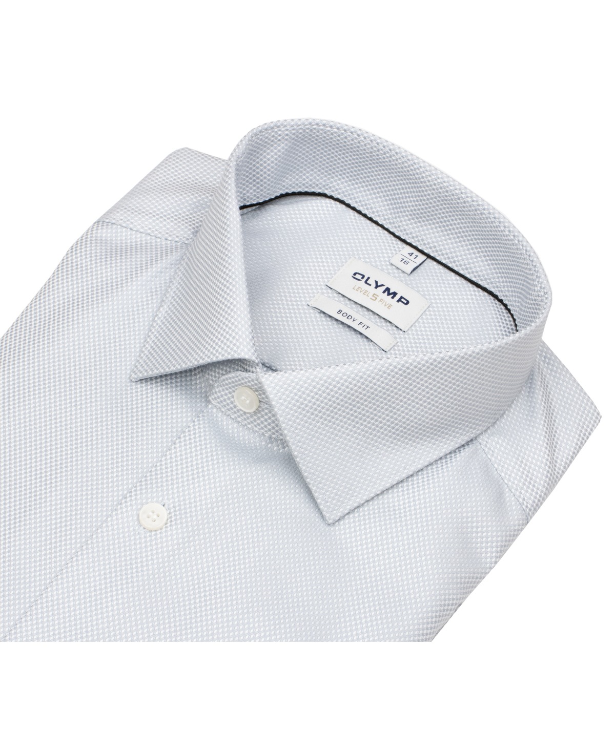 OLYMP Hemd - Level Five Body Fit - Struktur - extra blickdicht - grau / weiß