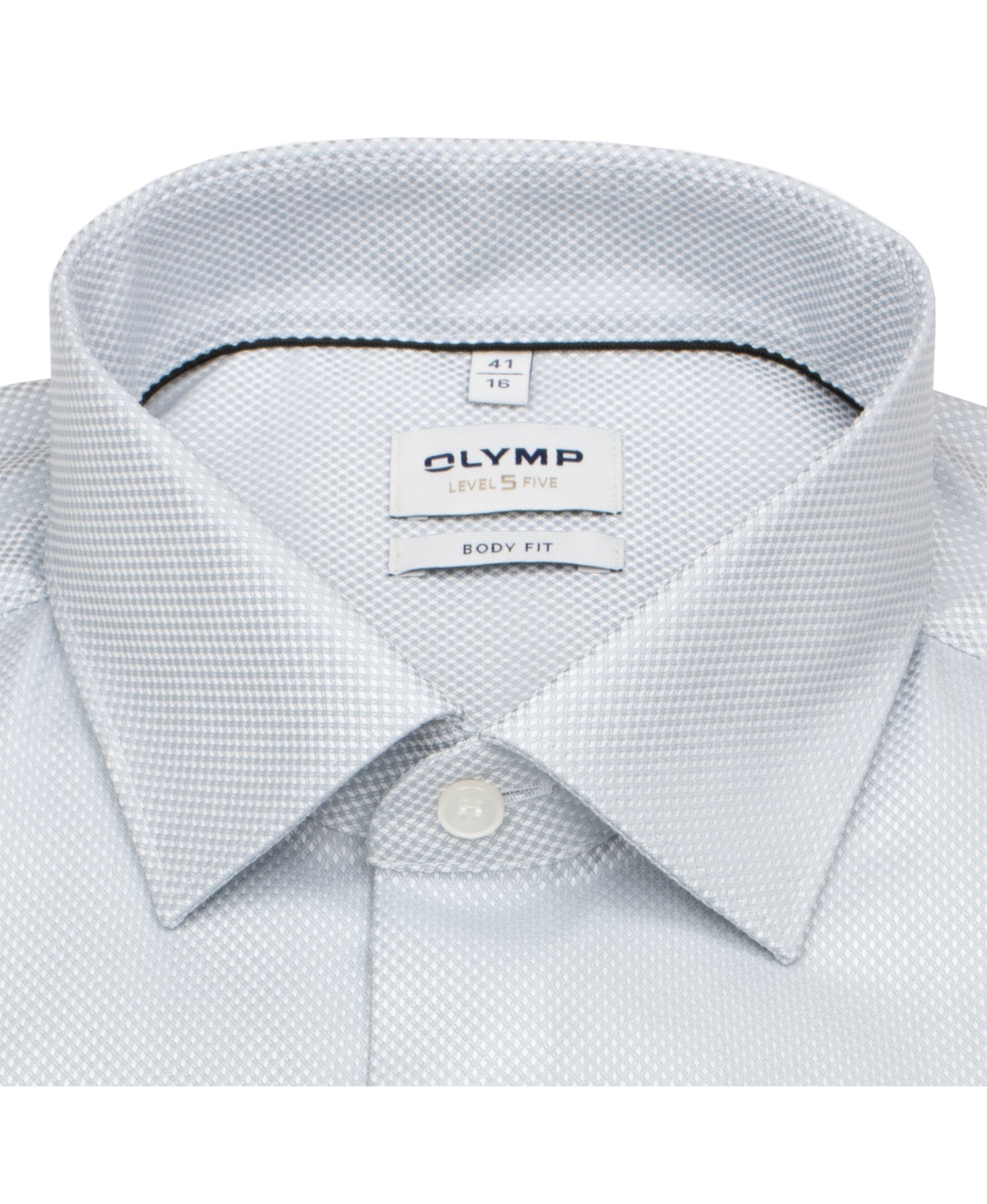 OLYMP Hemd - Level Five Body Fit - Struktur - extra blickdicht - grau / weiß