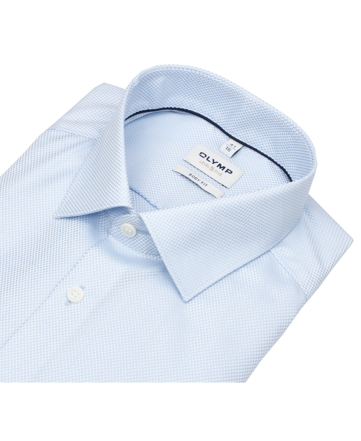OLYMP Hemd - Level Five Body Fit - Struktur - extra blickdicht - hellblau / weiß