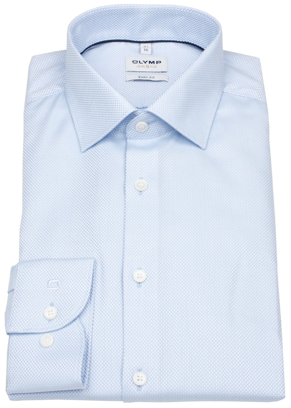 OLYMP Hemd - Level Five Body Fit - Struktur - extra blickdicht - hellblau / weiß