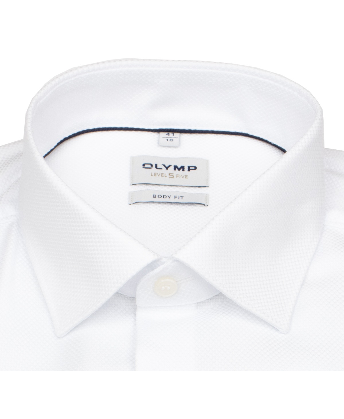 OLYMP Hemd - Level Five Body Fit - Struktur - extra blickdicht - weiß