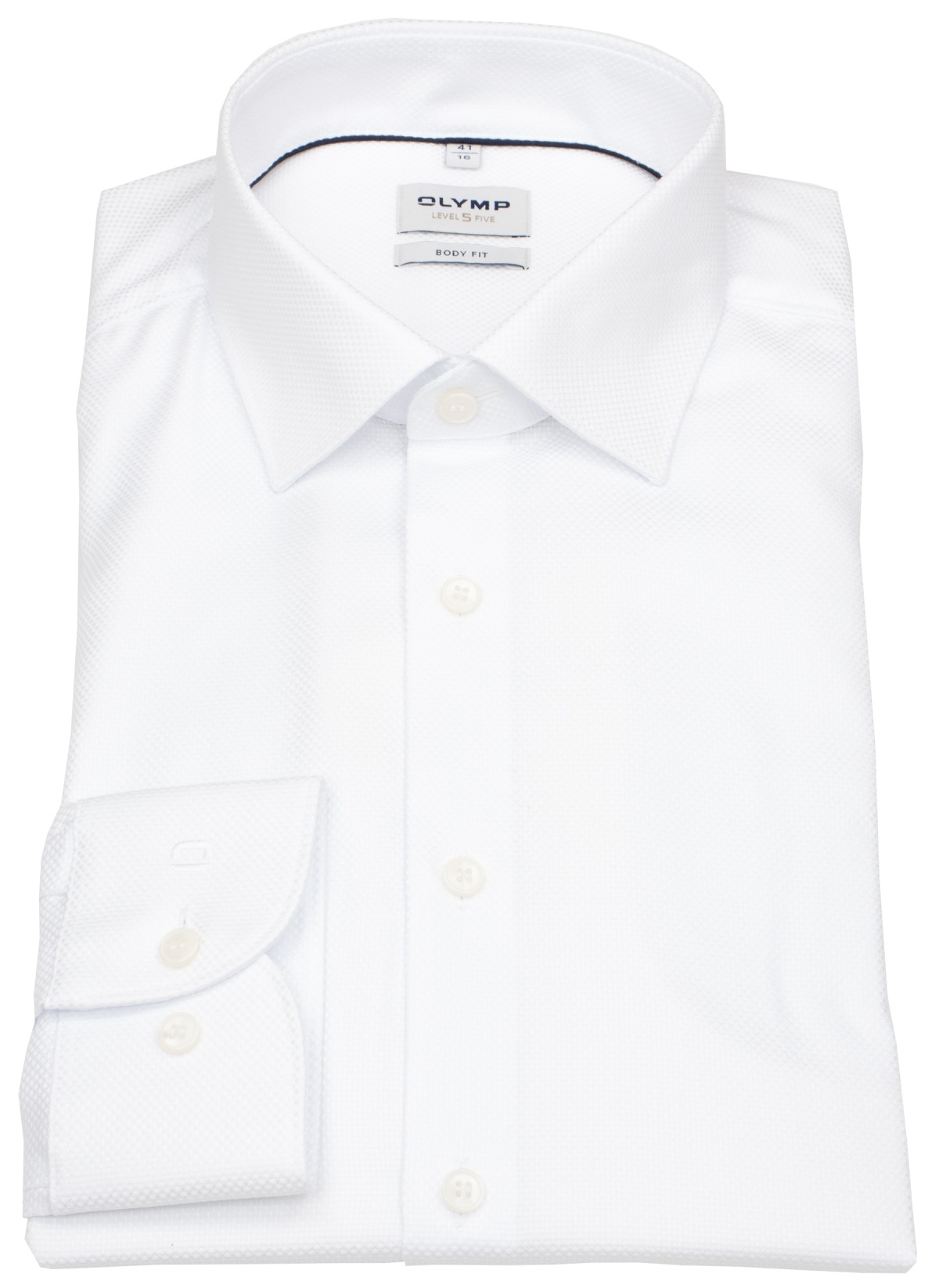 OLYMP Hemd - Level Five Body Fit - Struktur - extra blickdicht - weiß