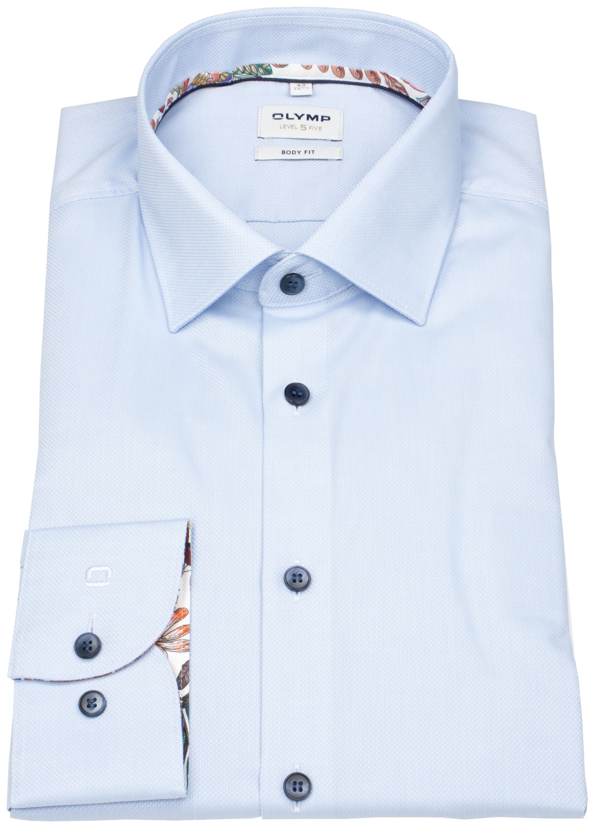 OLYMP Hemd - Level Five Body Fit - Struktur - hellblau - extra langer 69cm Arm