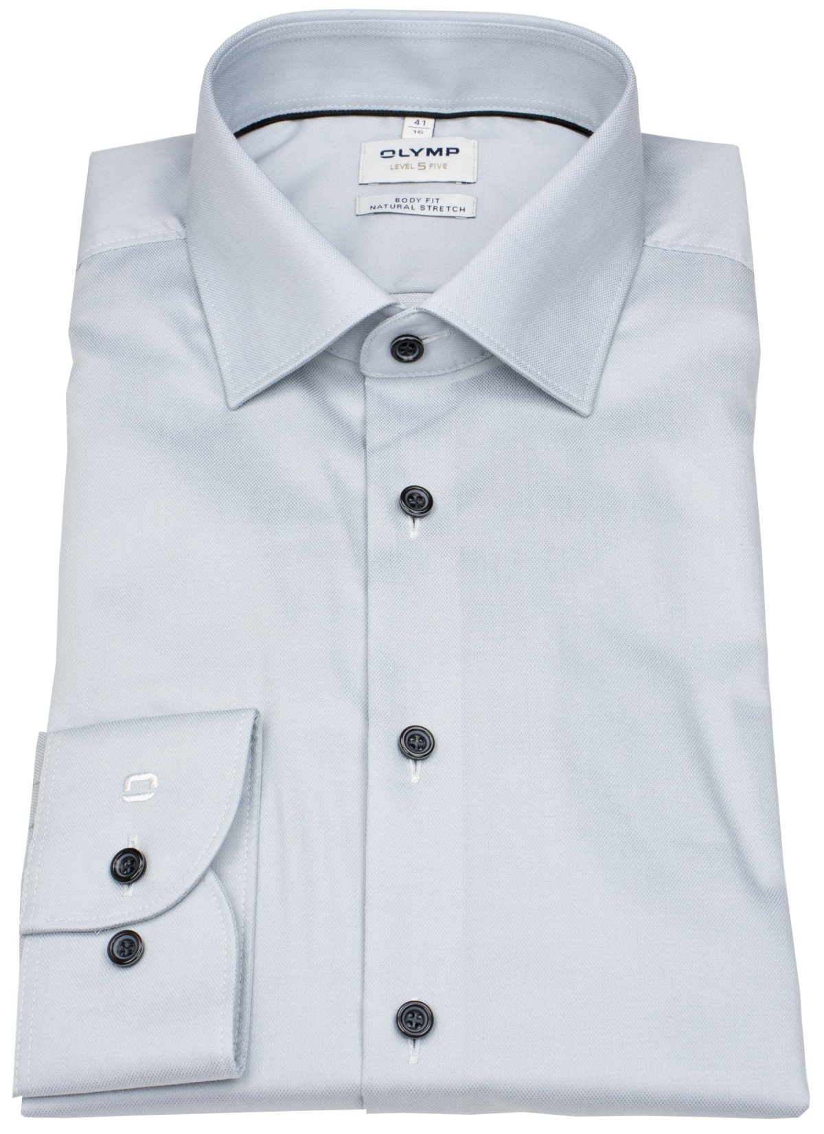 OLYMP Hemd - Level Five Body Fit - Struktur - Kontrastknöpfe - silbergrau - ohne OVP