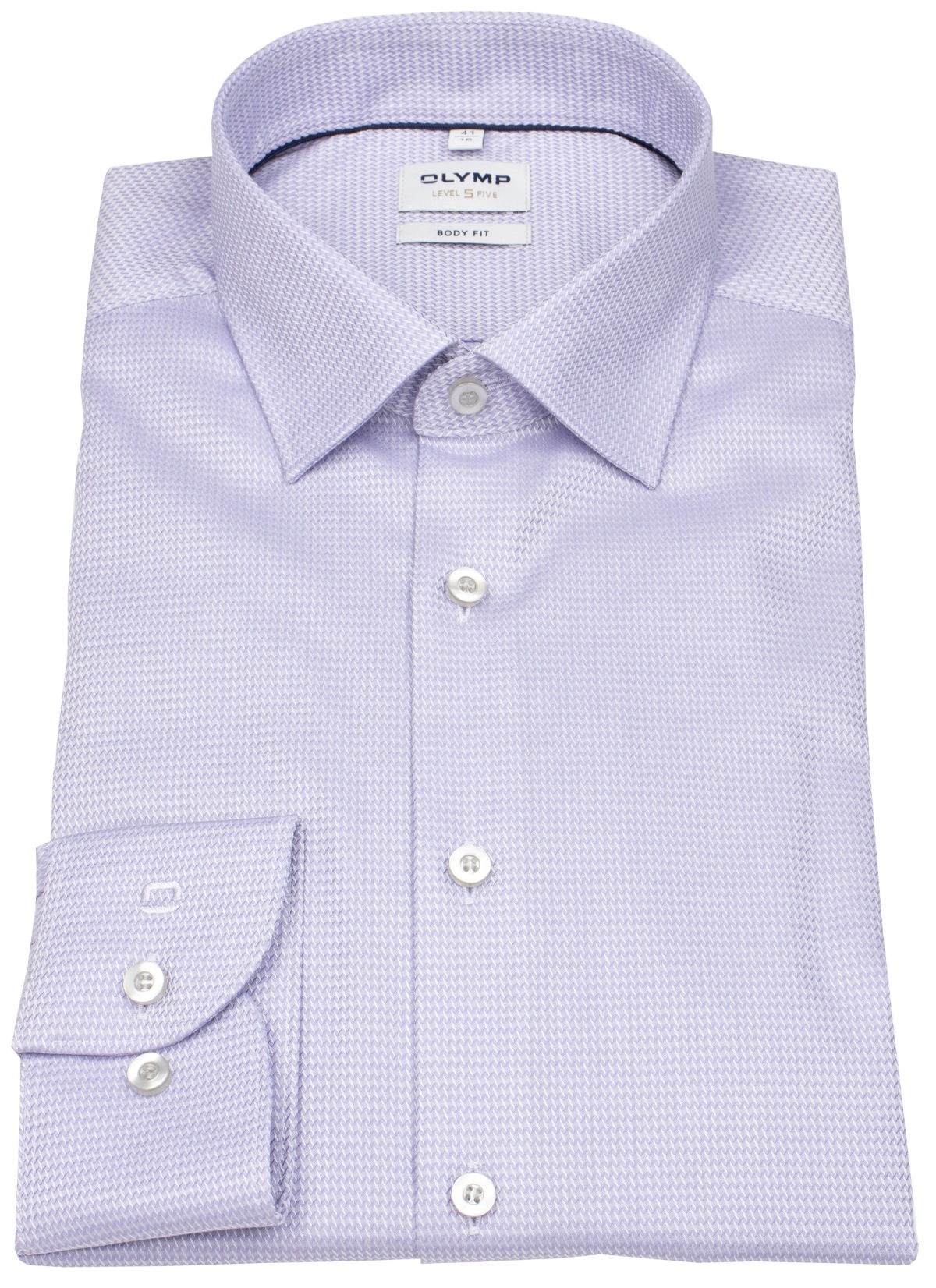 OLYMP Hemd - Level Five Body Fit - Struktur - lila - extra langer 69cm Arm