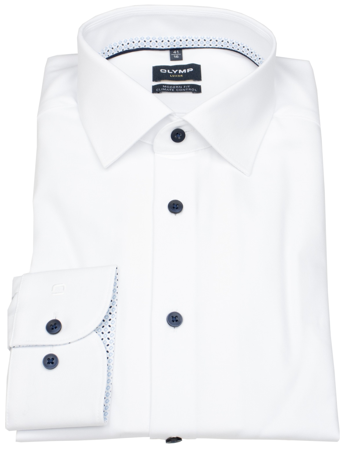 OLYMP Hemd - Modern Fit - 24/7 Climate Control - Kontrastknöpfe - weiß