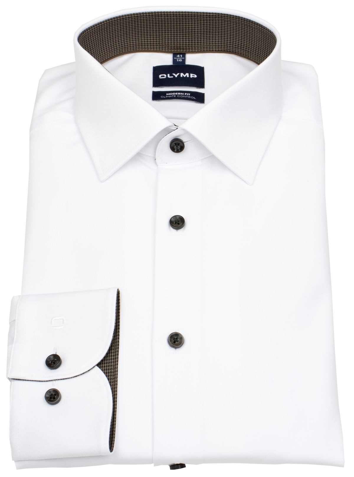 OLYMP Hemd - Modern Fit - 24/7 Climate Control - Kontrastknöpfe - weiß