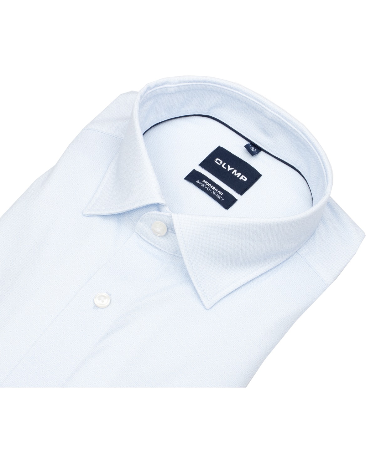 OLYMP Hemd - Modern Fit - 24/7 Flex Jersey - Print - hellblau