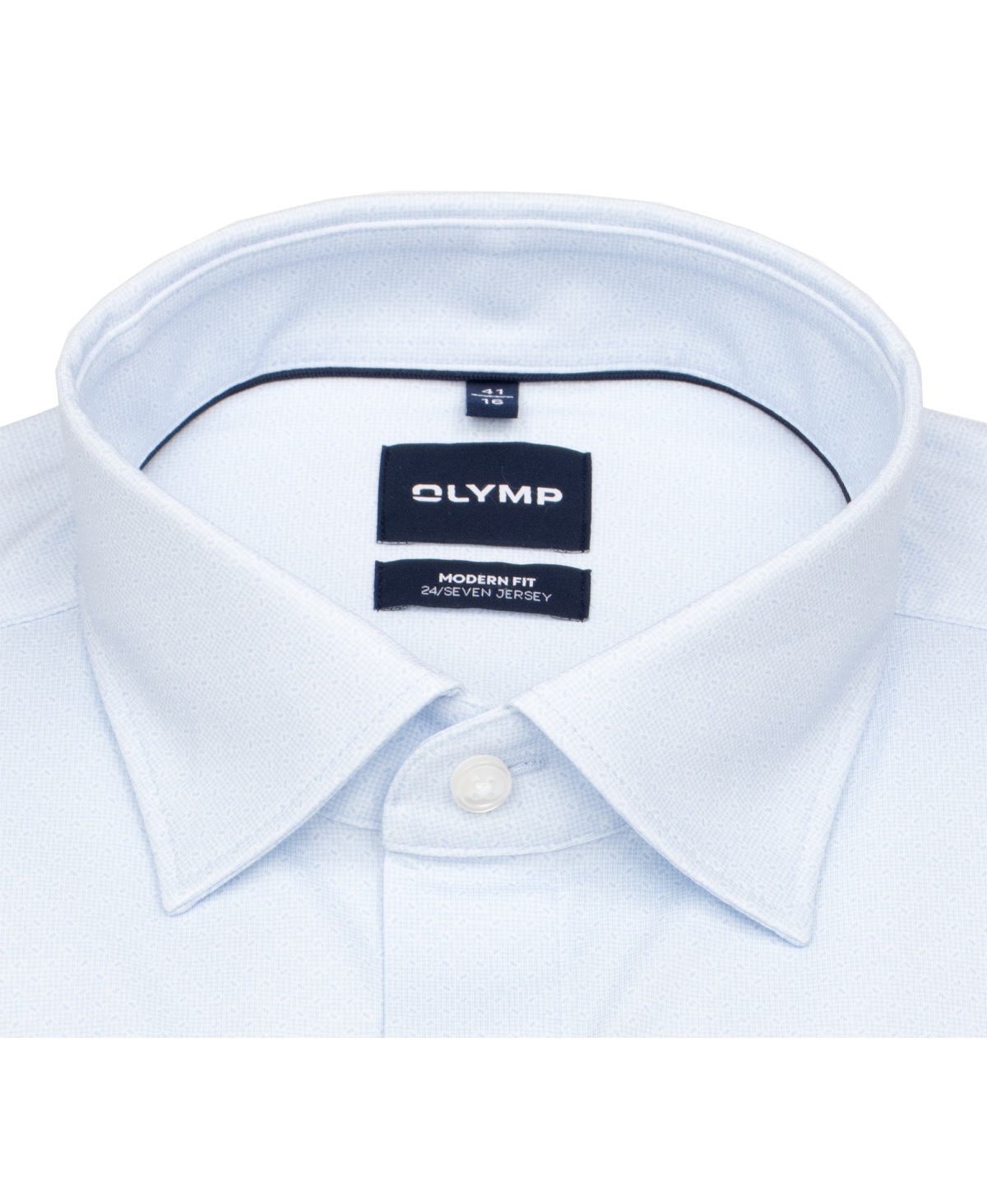 OLYMP Hemd - Modern Fit - 24/7 Flex Jersey - Print - hellblau