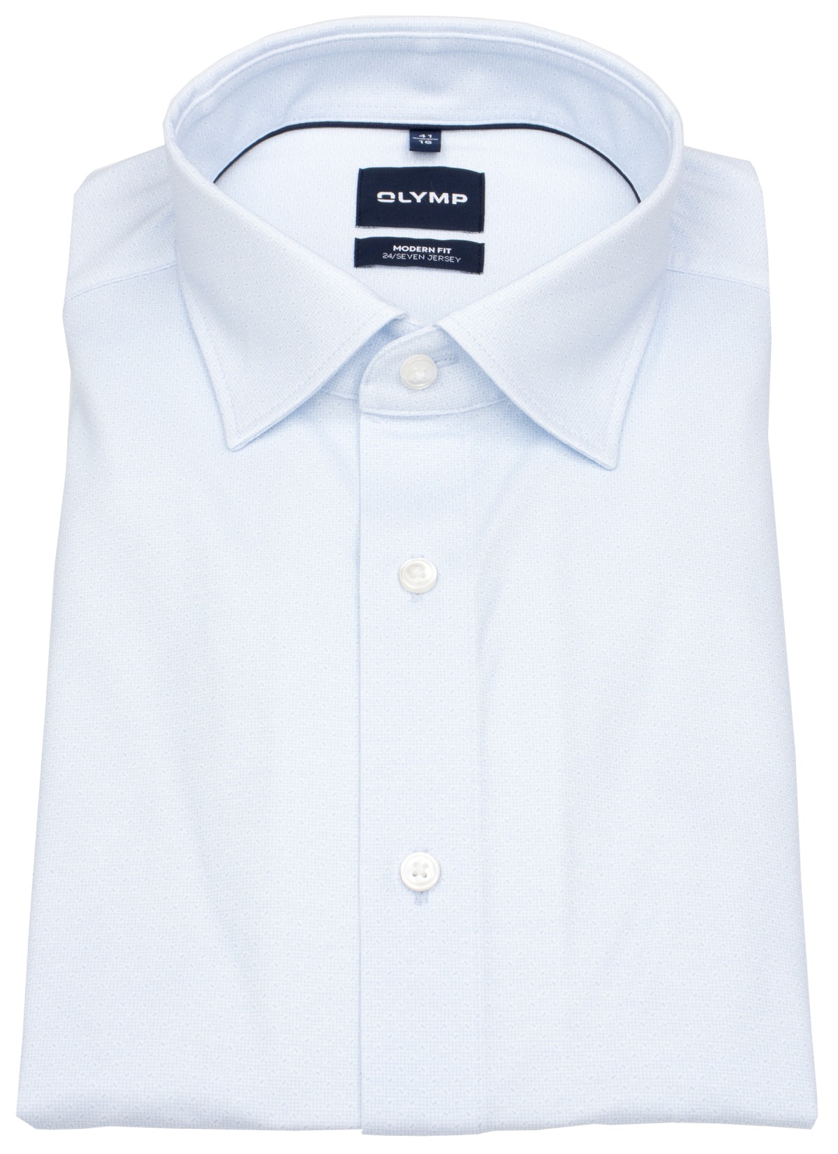 OLYMP Hemd - Modern Fit - 24/7 Flex Jersey - Print - hellblau